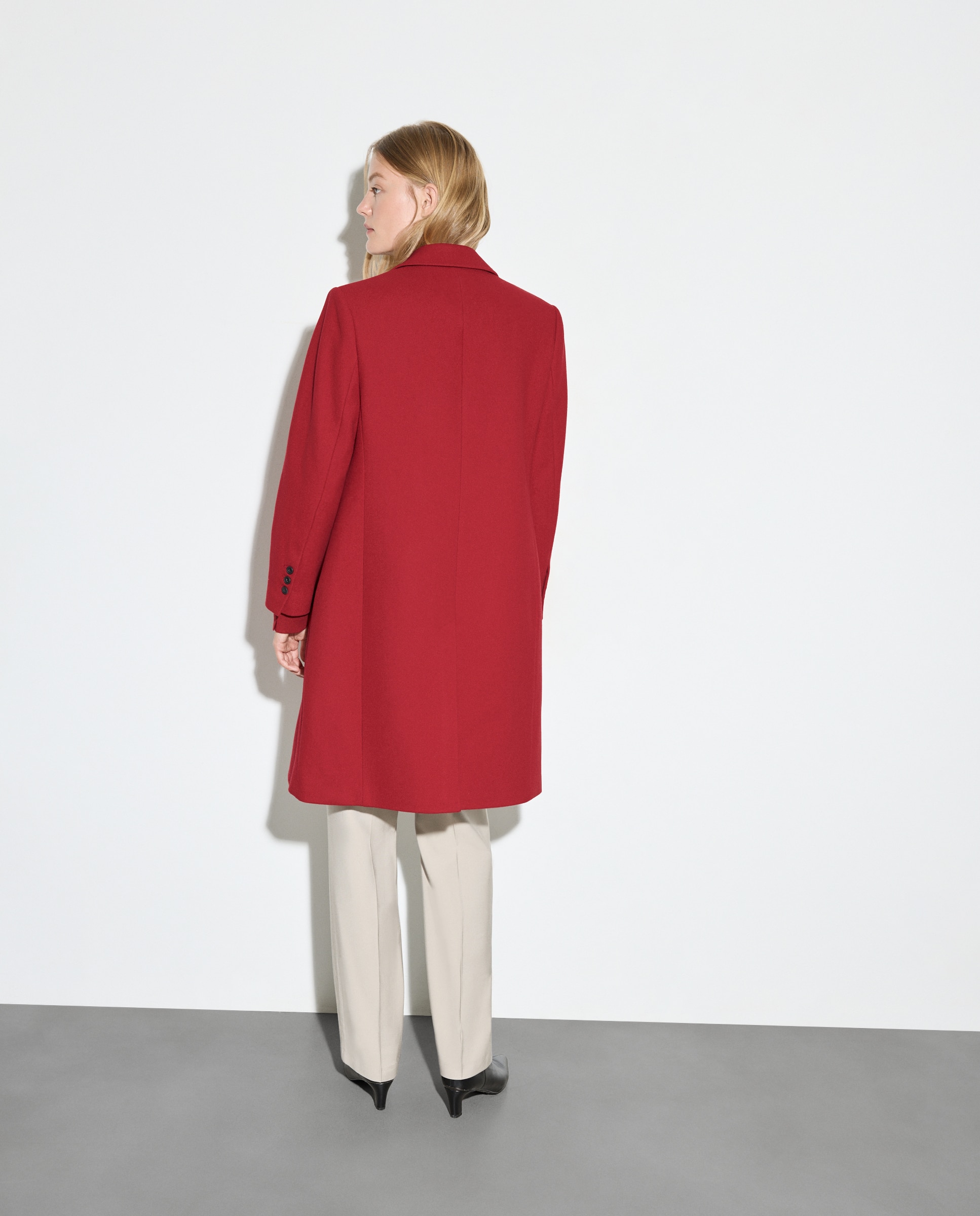 Sobretudo Comprido de Pano Liso 600 Vermelho-3