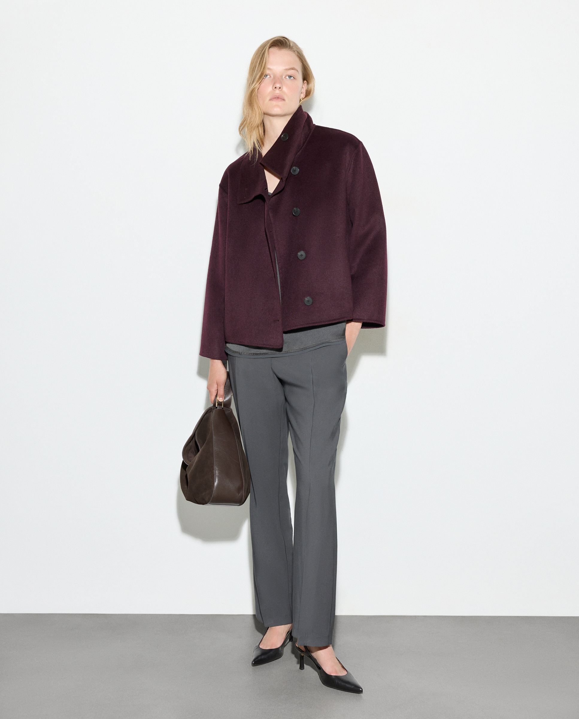 Casaco de Lã Liso Bordeaux-2