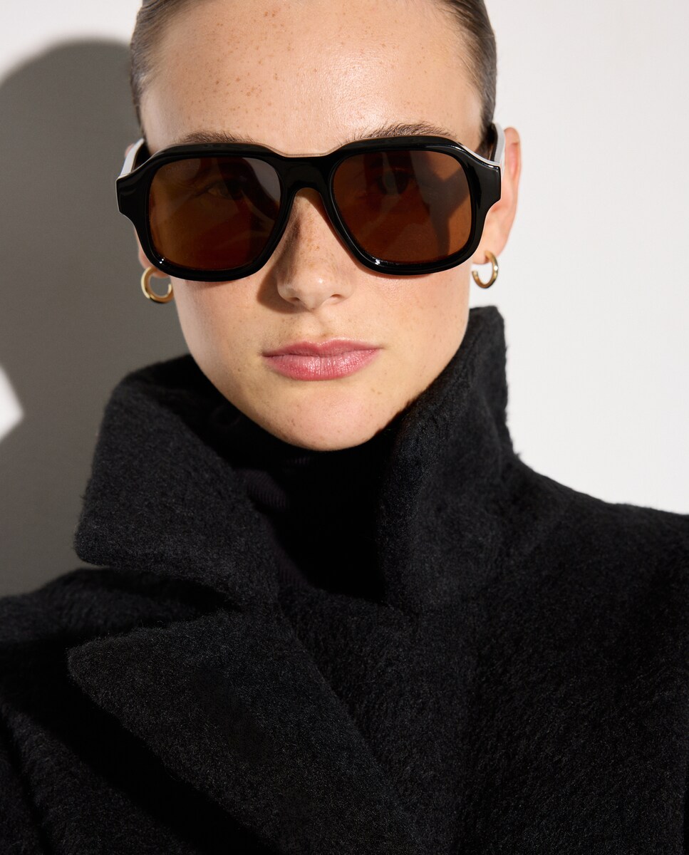 Sobretudo Comprido de Mohair Preto-3