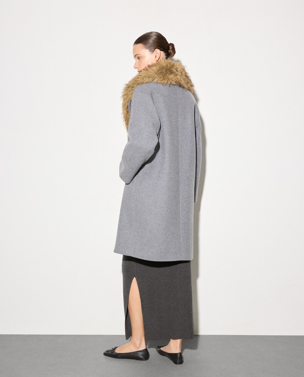 Sobretudo Comprido Liso 820 Cinzento Médio-4