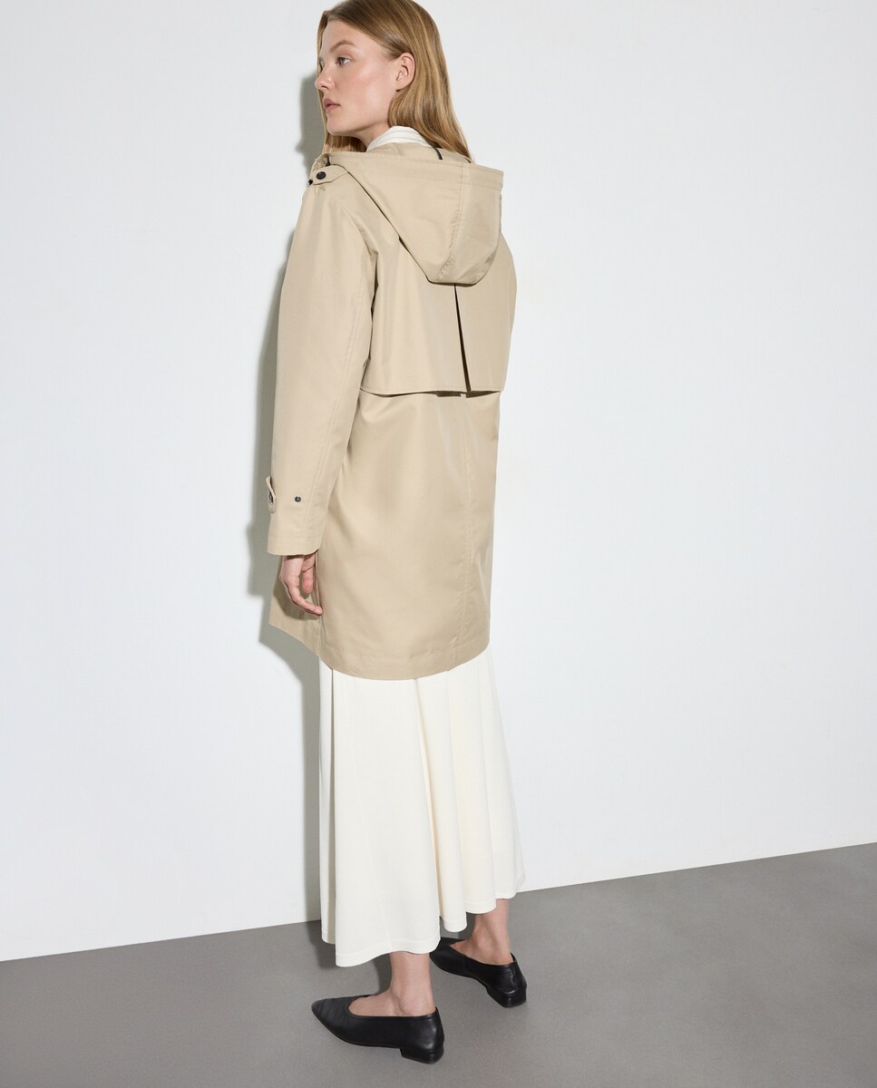 Impermeável Liso Curto Bege-3
