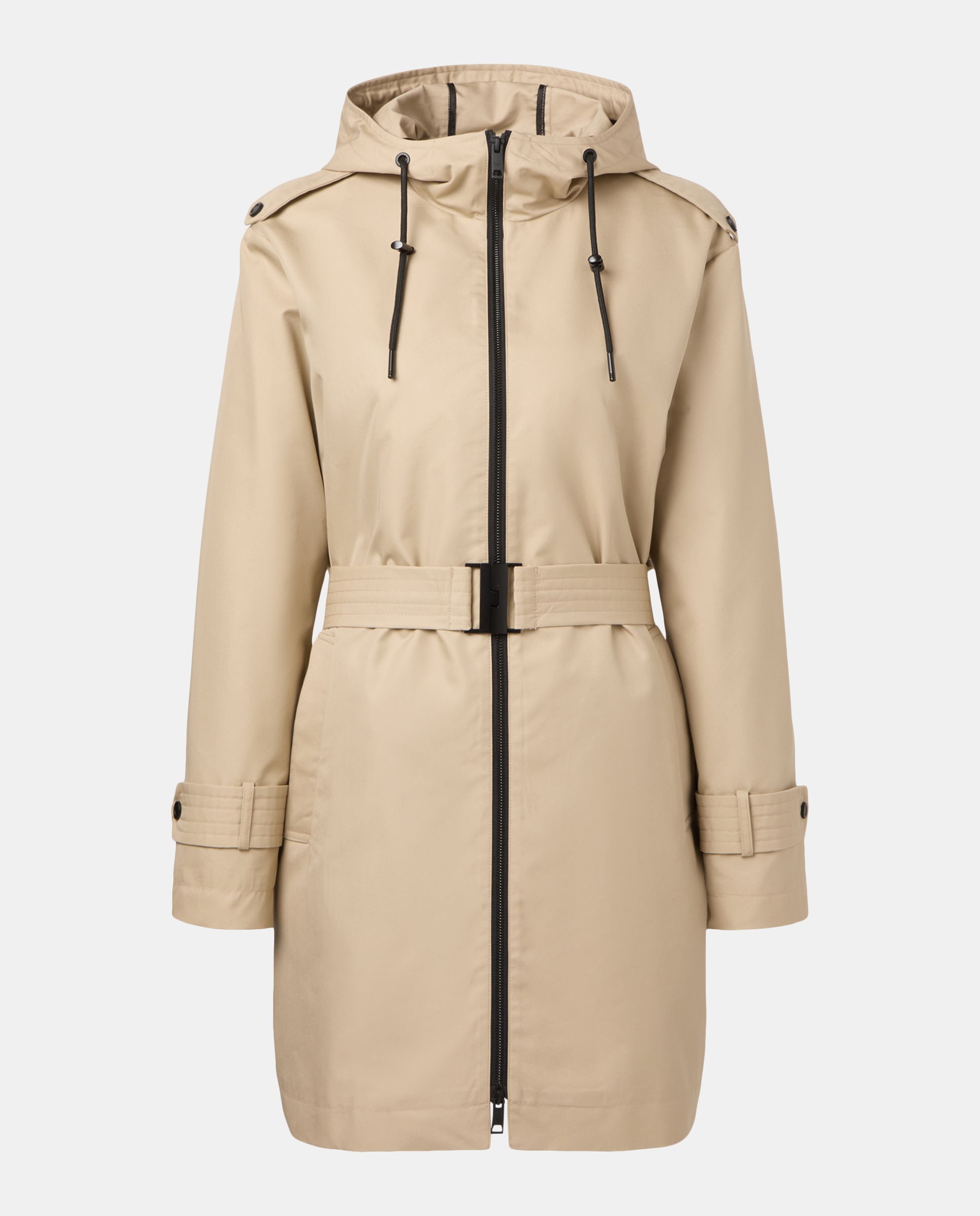Impermeável Liso Curto Bege-5