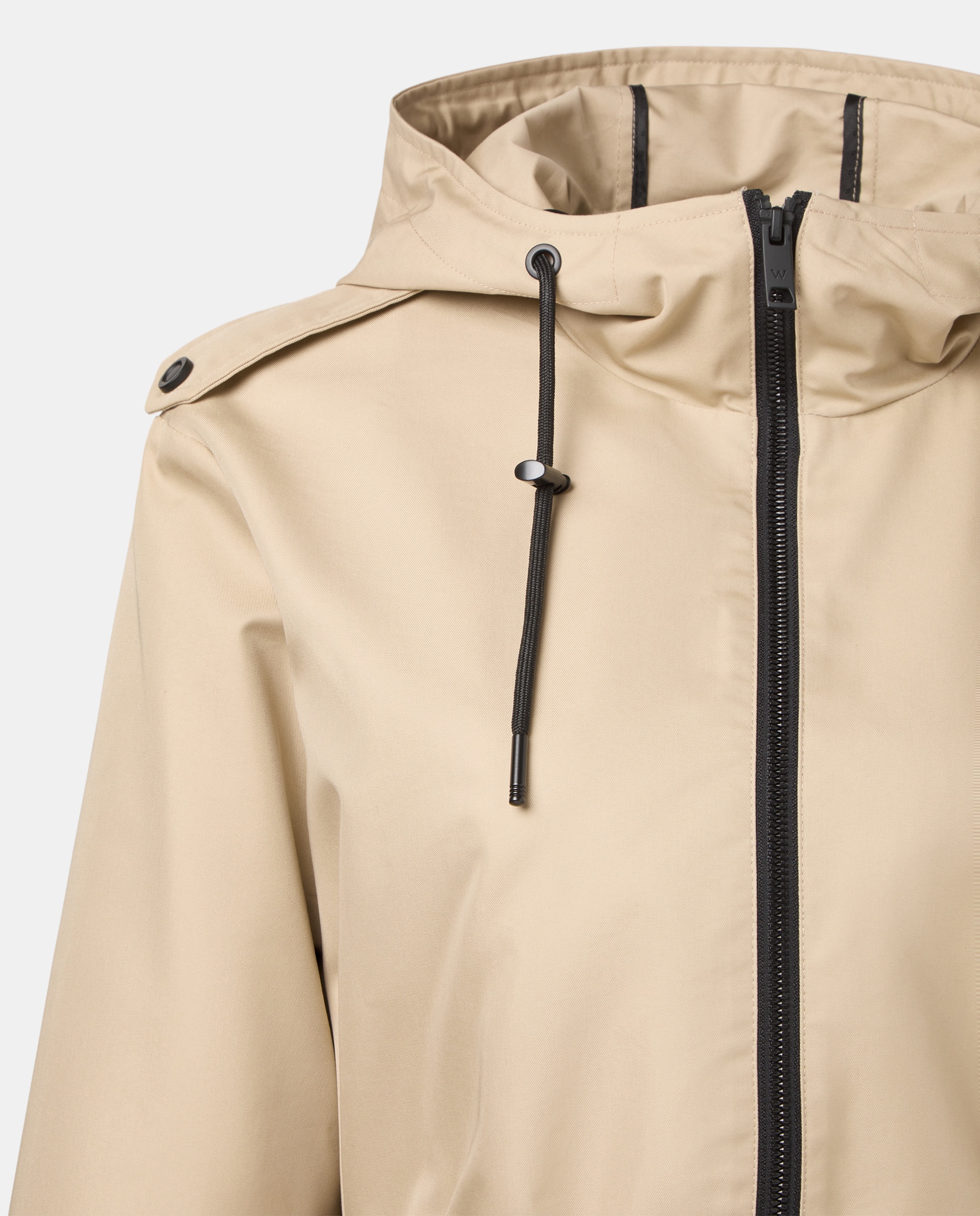 Impermeável Liso Curto Bege-6