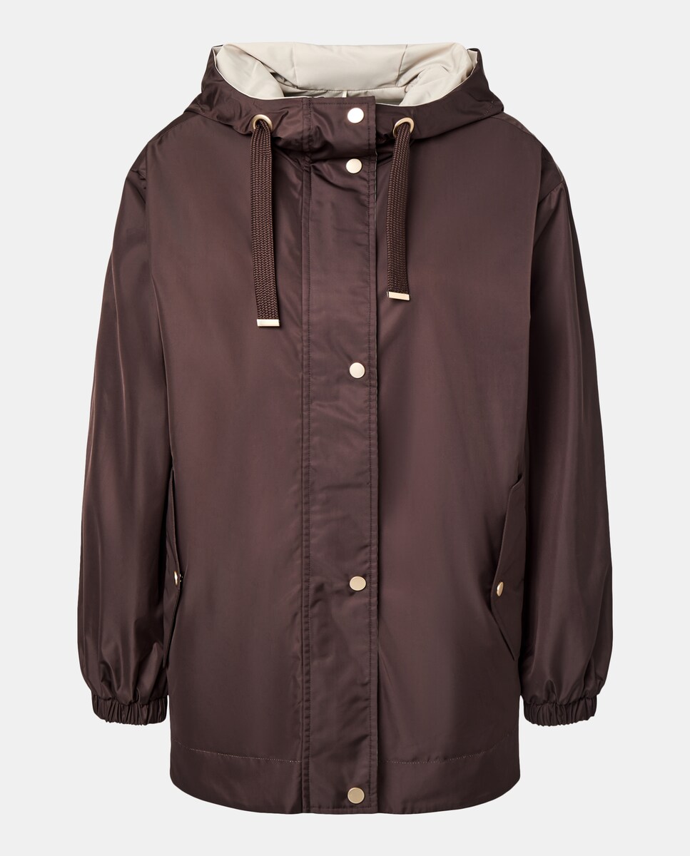 Impermeável Liso Curto Castanho-6