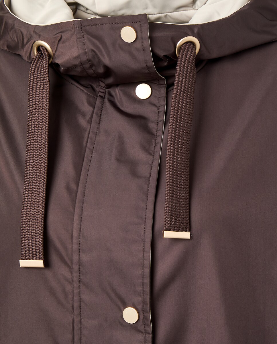 Impermeável Liso Curto Castanho-7