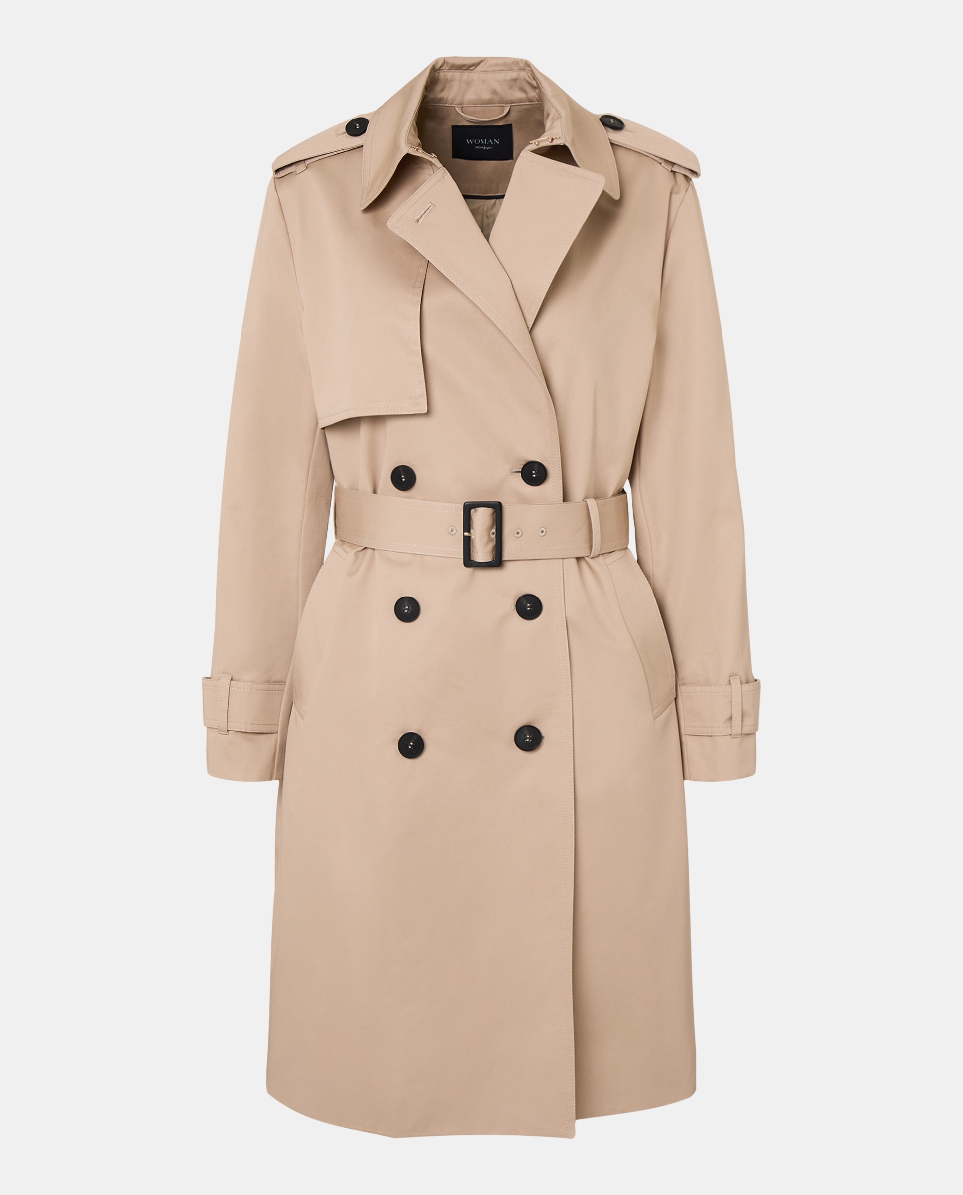 Impermeável Liso Comprido Bege-5