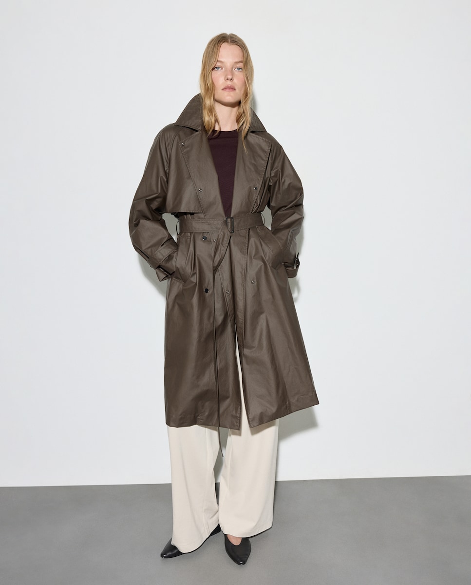 Gabardine Lisa Comprida Castanho-1