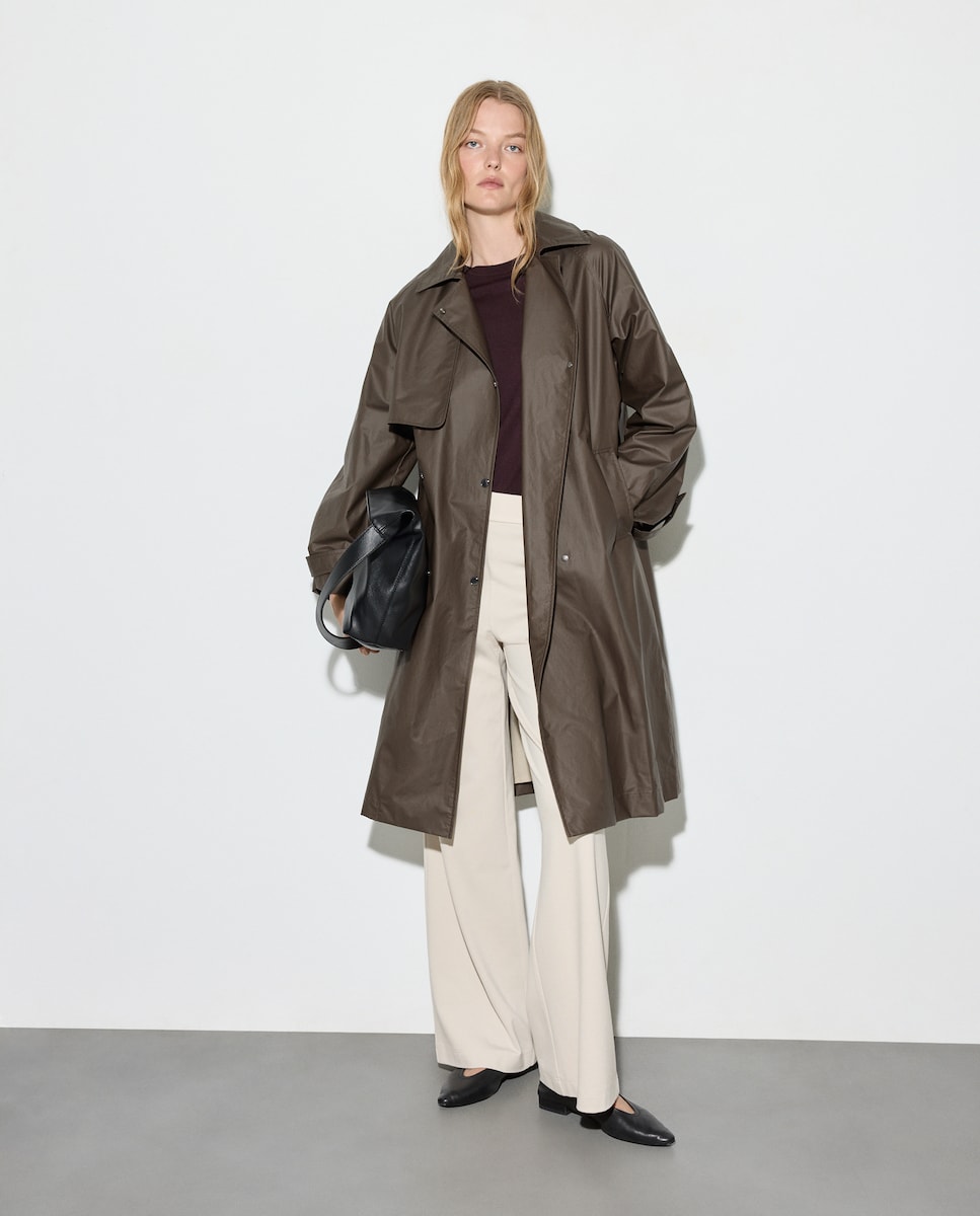 Gabardine Lisa Comprida Castanho-2