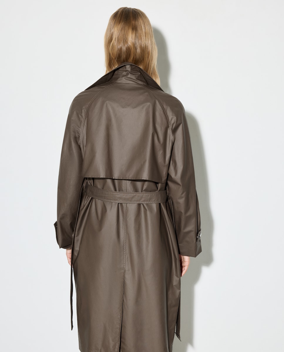Gabardine Lisa Comprida Castanho-3