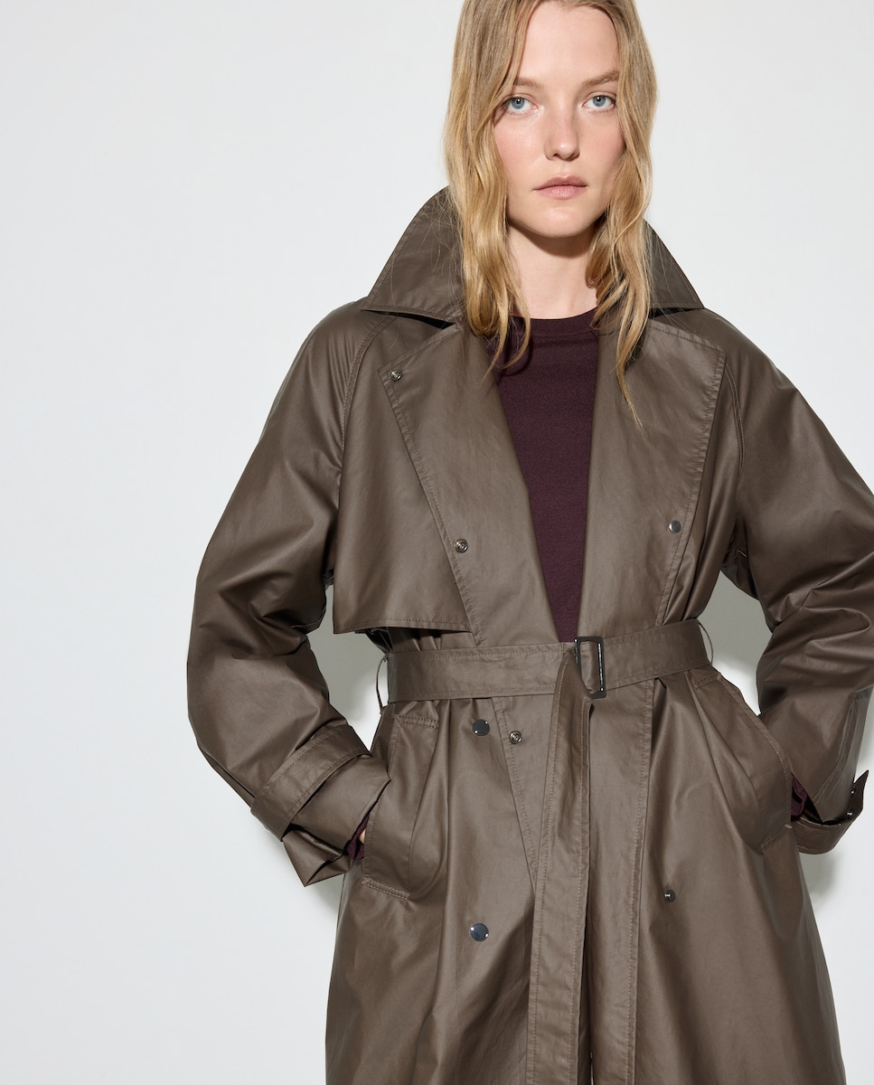 Gabardine Lisa Comprida Castanho-4