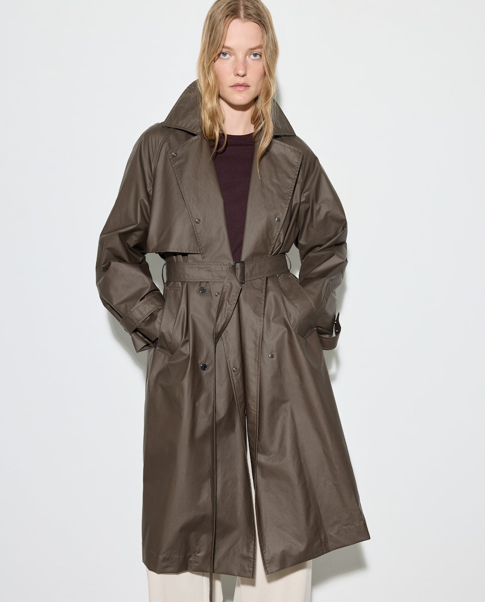 Gabardine Lisa Comprida Castanho-5