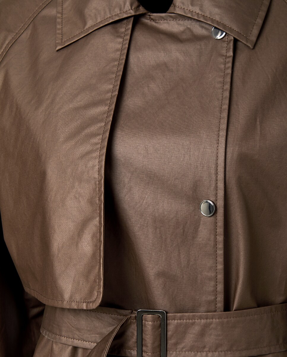 Gabardine Lisa Comprida Castanho-7