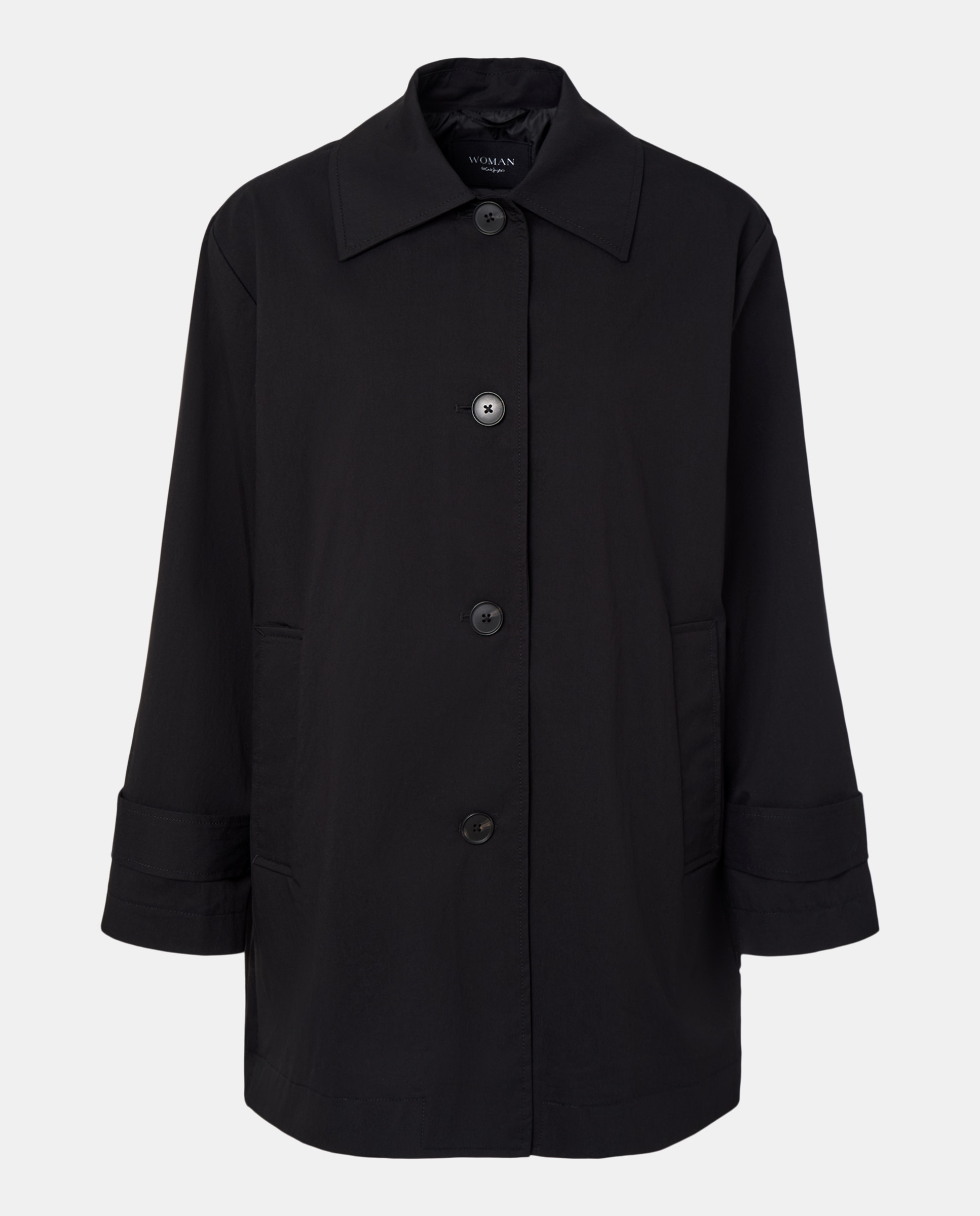 Impermeável Liso Comprido Preto-5