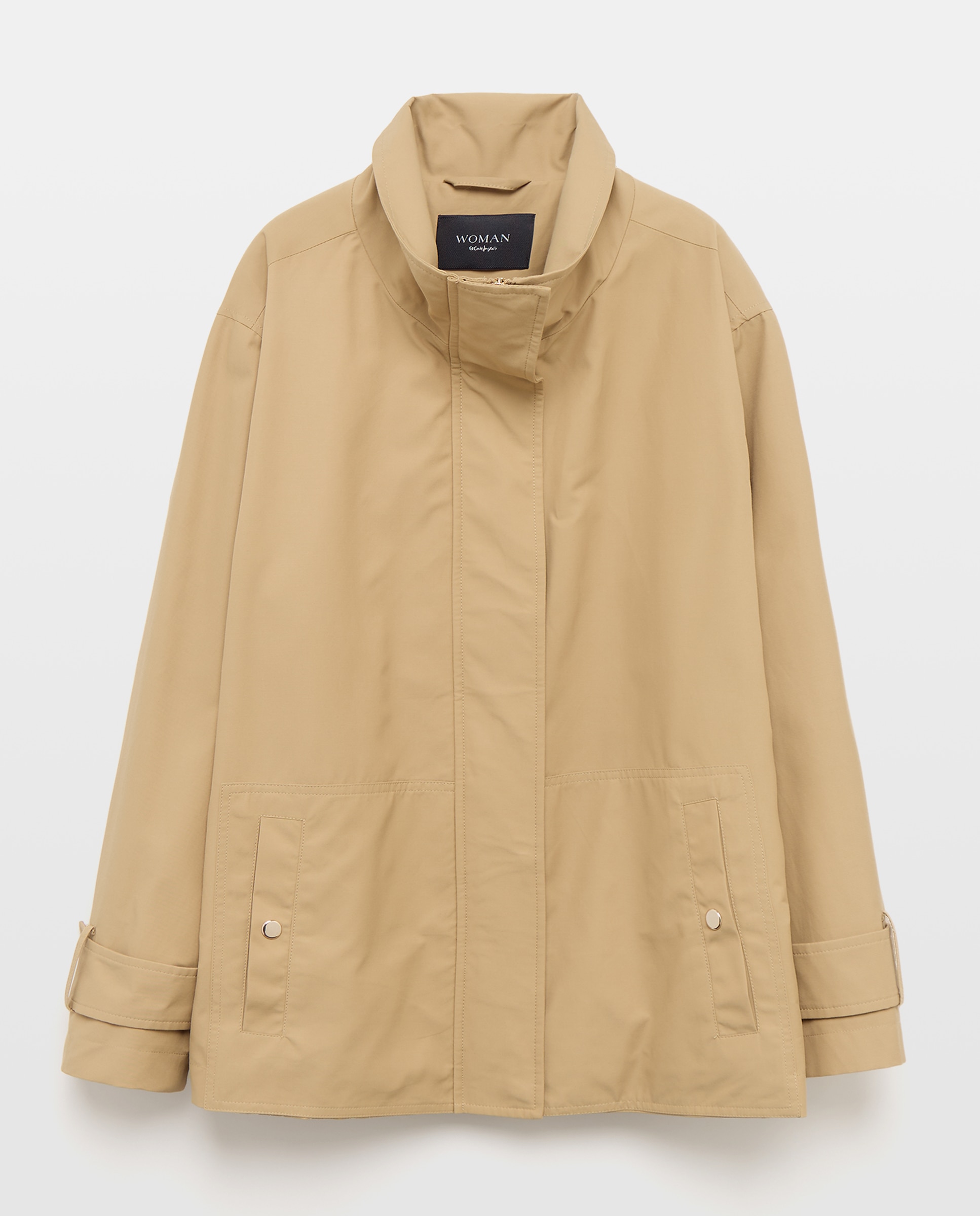 Parka com Carcela sem Alamares Bege-5