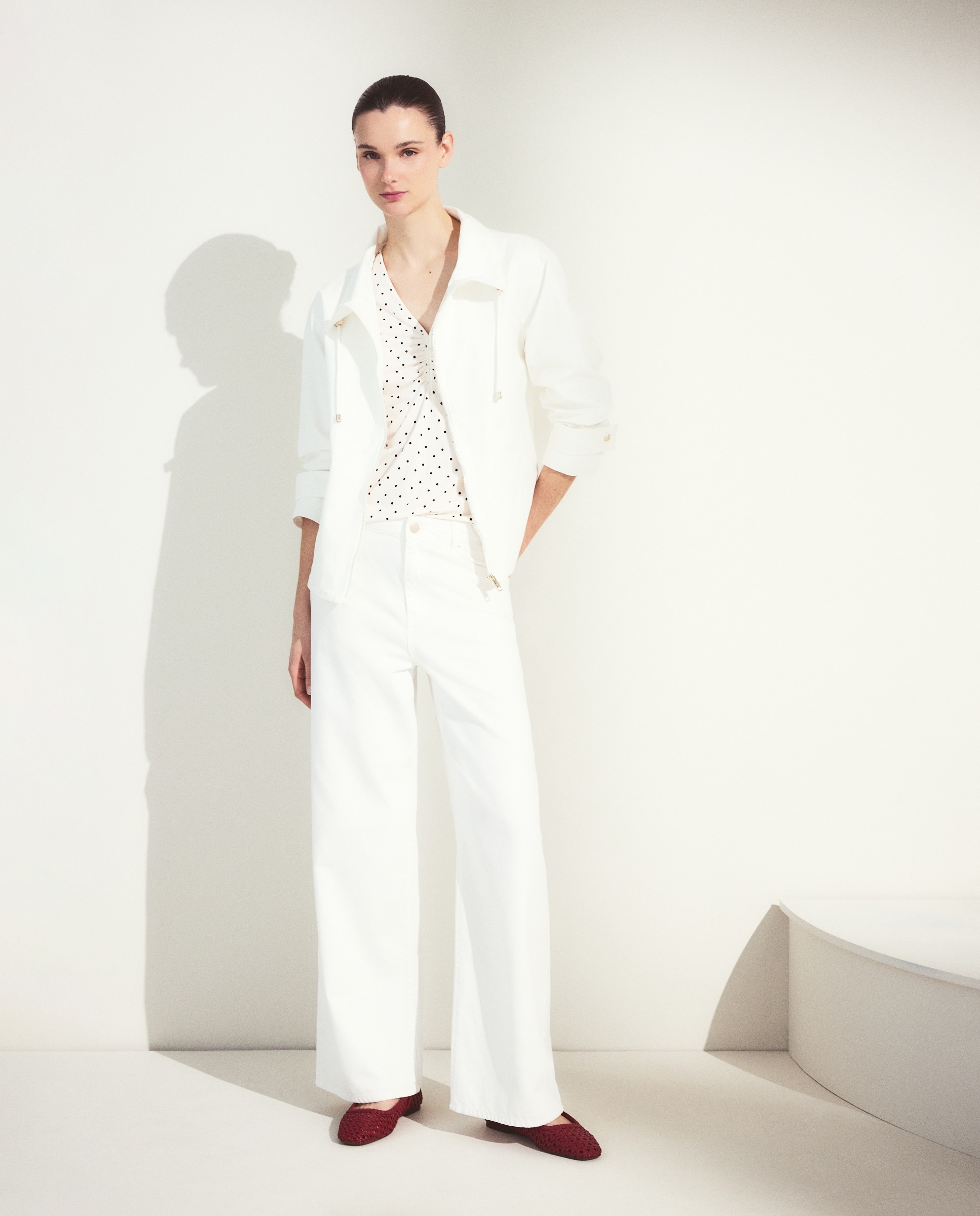 Parka curta de mulher Branco-marfim-2