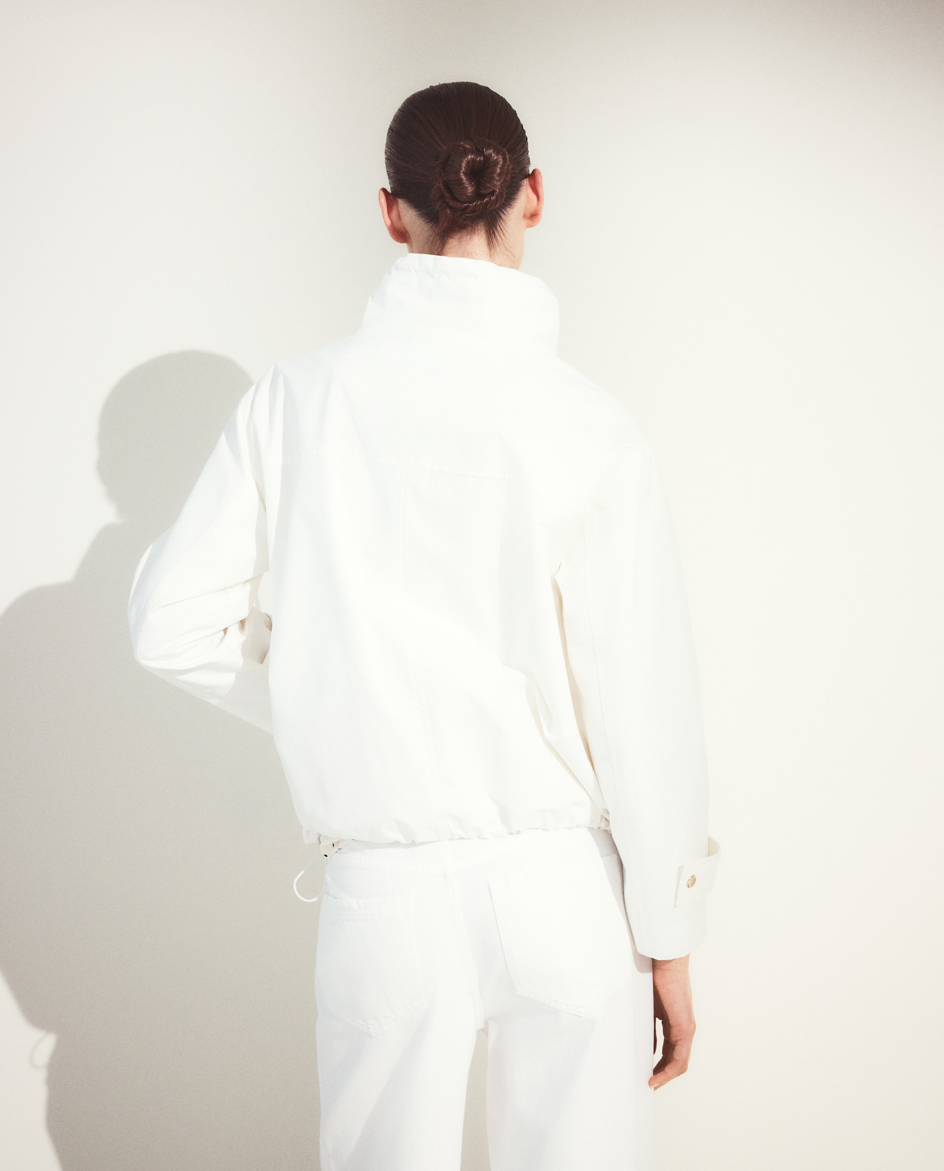 Parka curta de mulher Branco-marfim-3