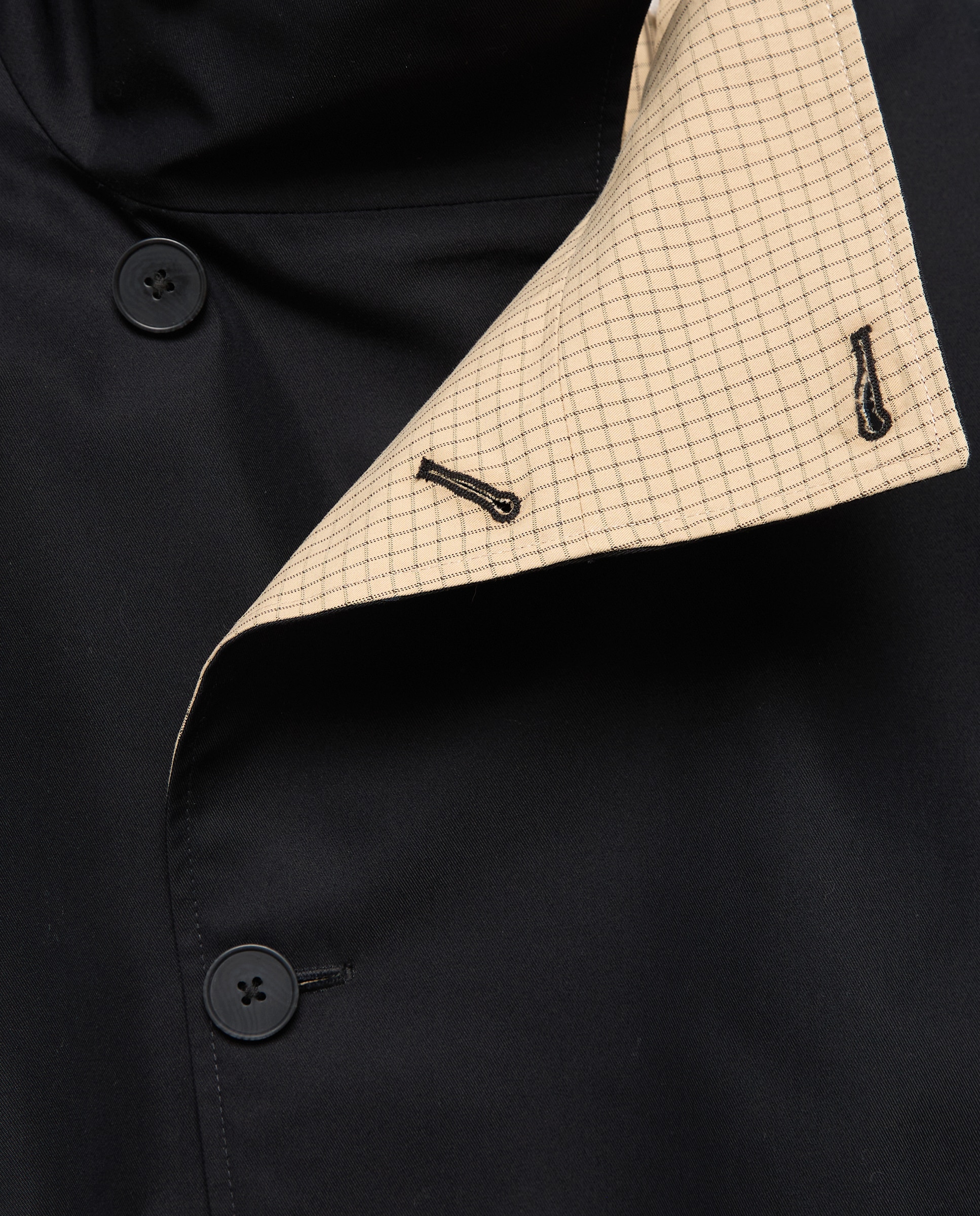 Parka de Algodão Reversível aos Quadrados Preto-3