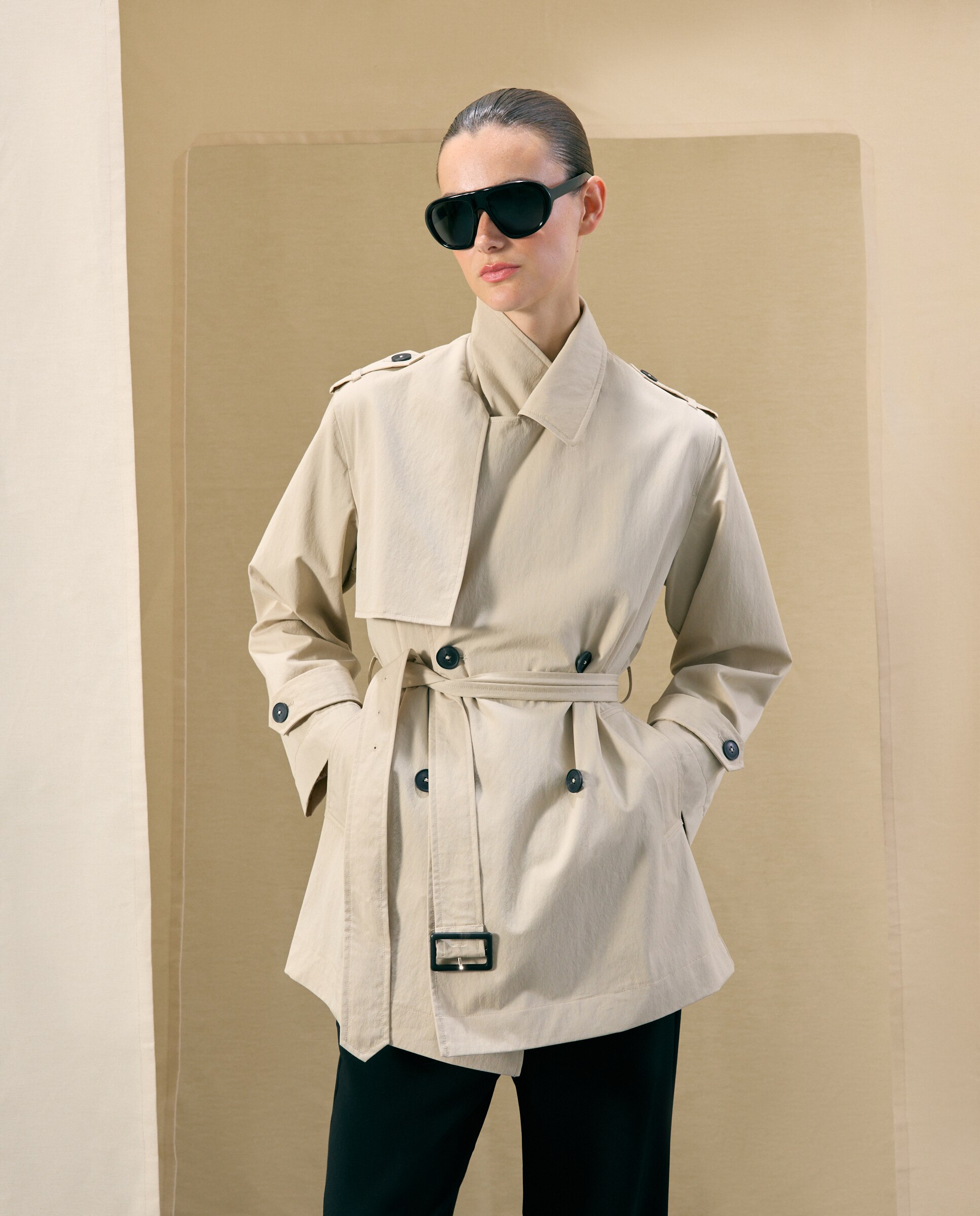 Parka de mujer tipo trench con cinturón - Woman El Corte Inglés - Beige Beige-3
