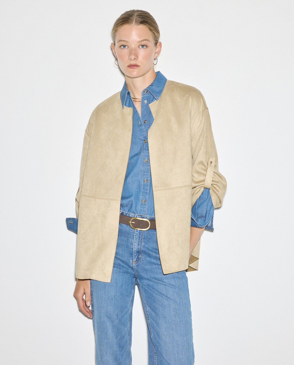 Casaco de Camurcina Liso 730 Camel-1