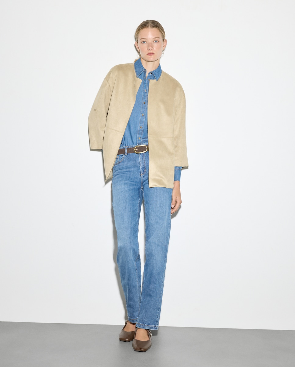 Casaco de Camurcina Liso 730 Camel-2