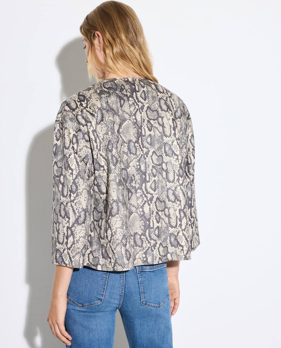 Sobretudo de Camurcina Estampado Preto-3