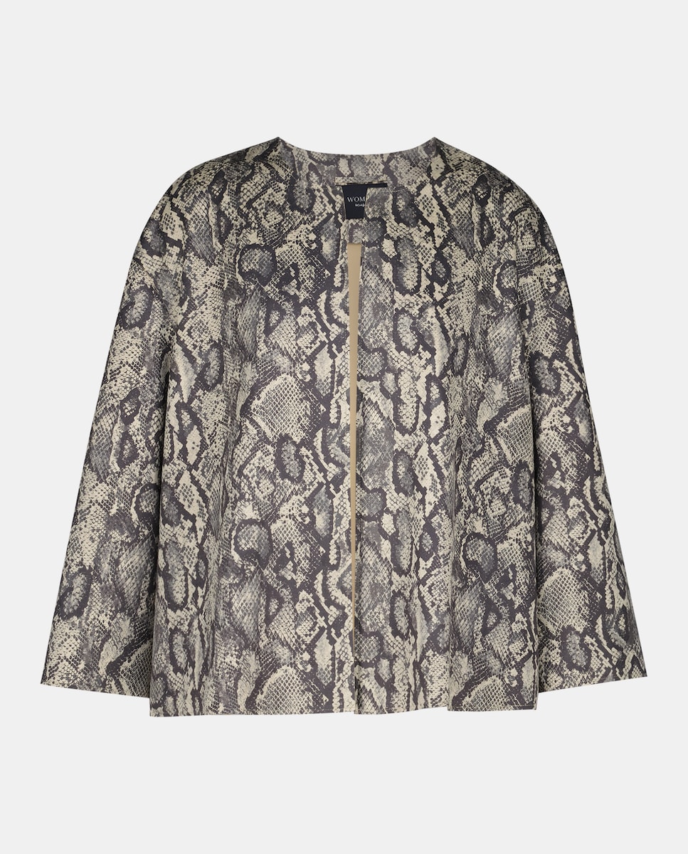 Sobretudo de Camurcina Estampado Preto-4