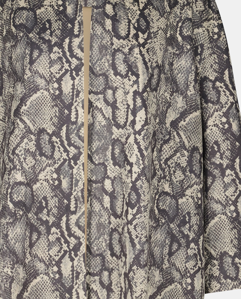 Sobretudo de Camurcina Estampado Preto-5