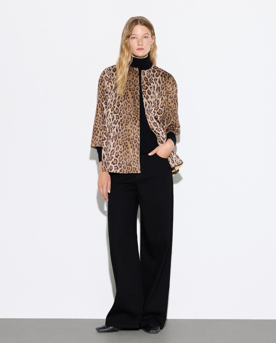 Casaco Estampado Castanho-1