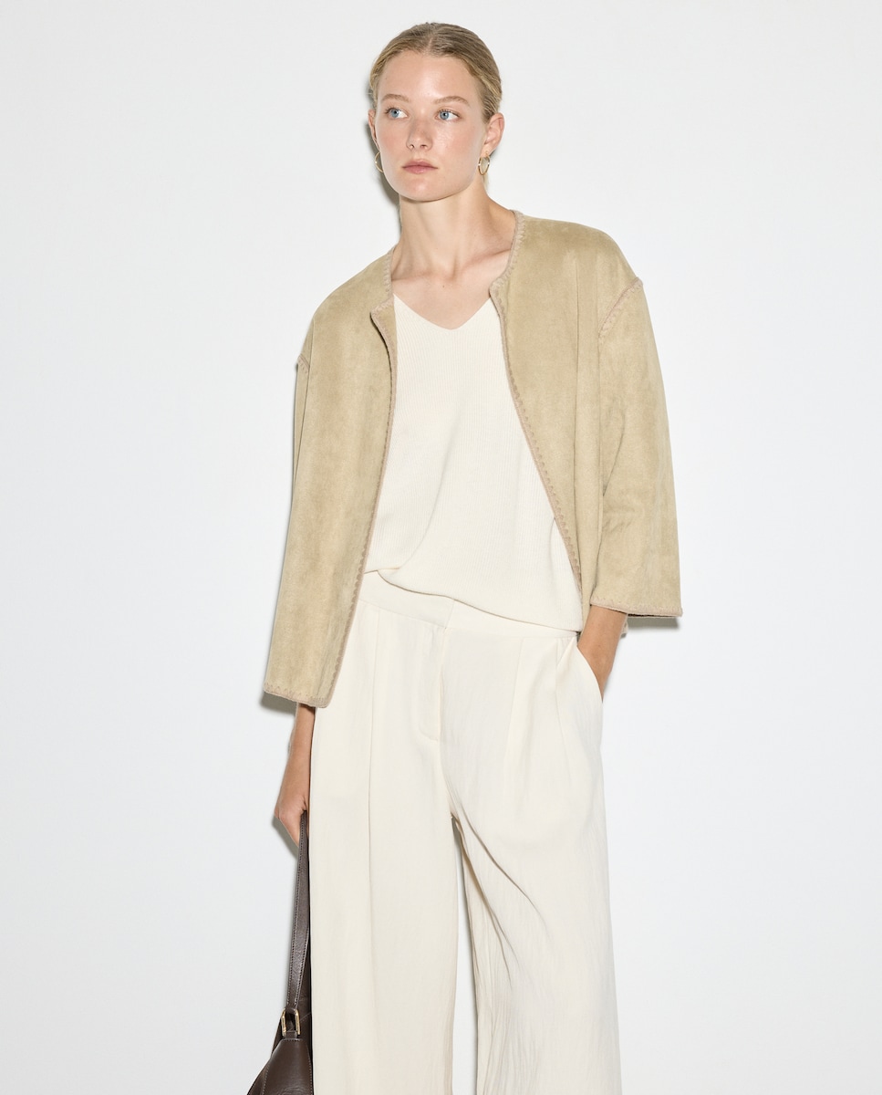 Casaco de Camurcina Liso 730 Camel-1