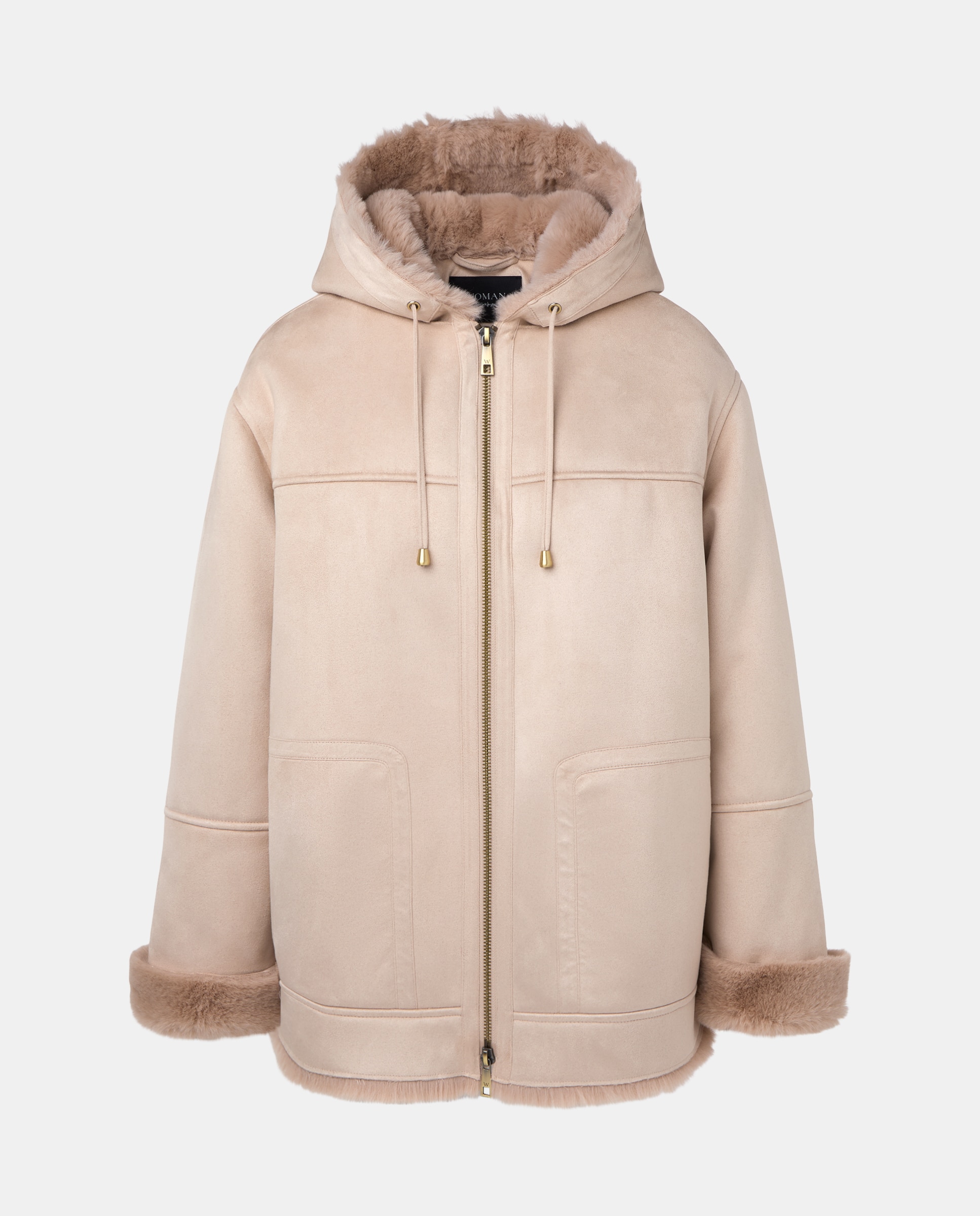 Parka de mulher com capuz Bege-5