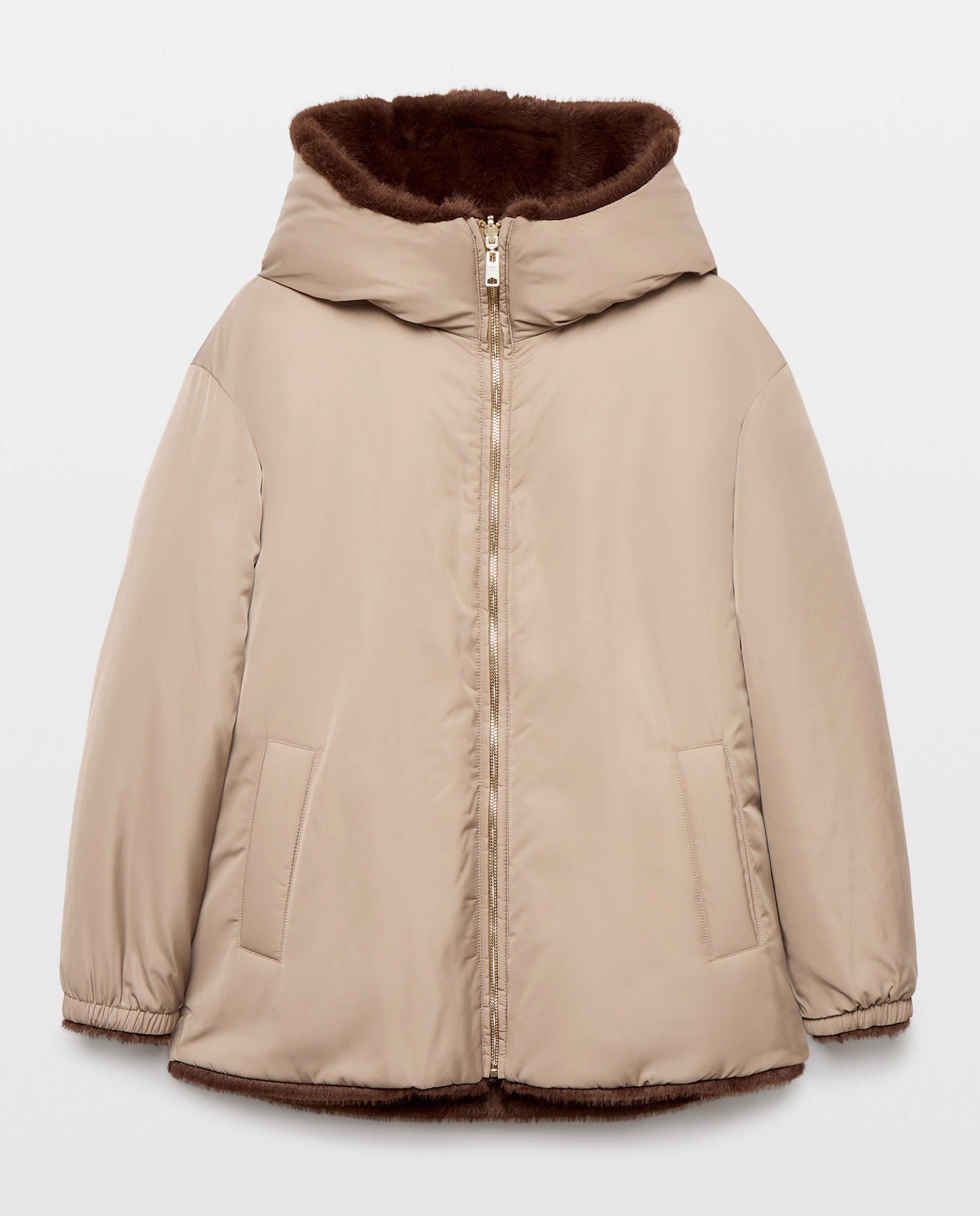 Imagen 1 de Parka de mujer capucha reversible Beige