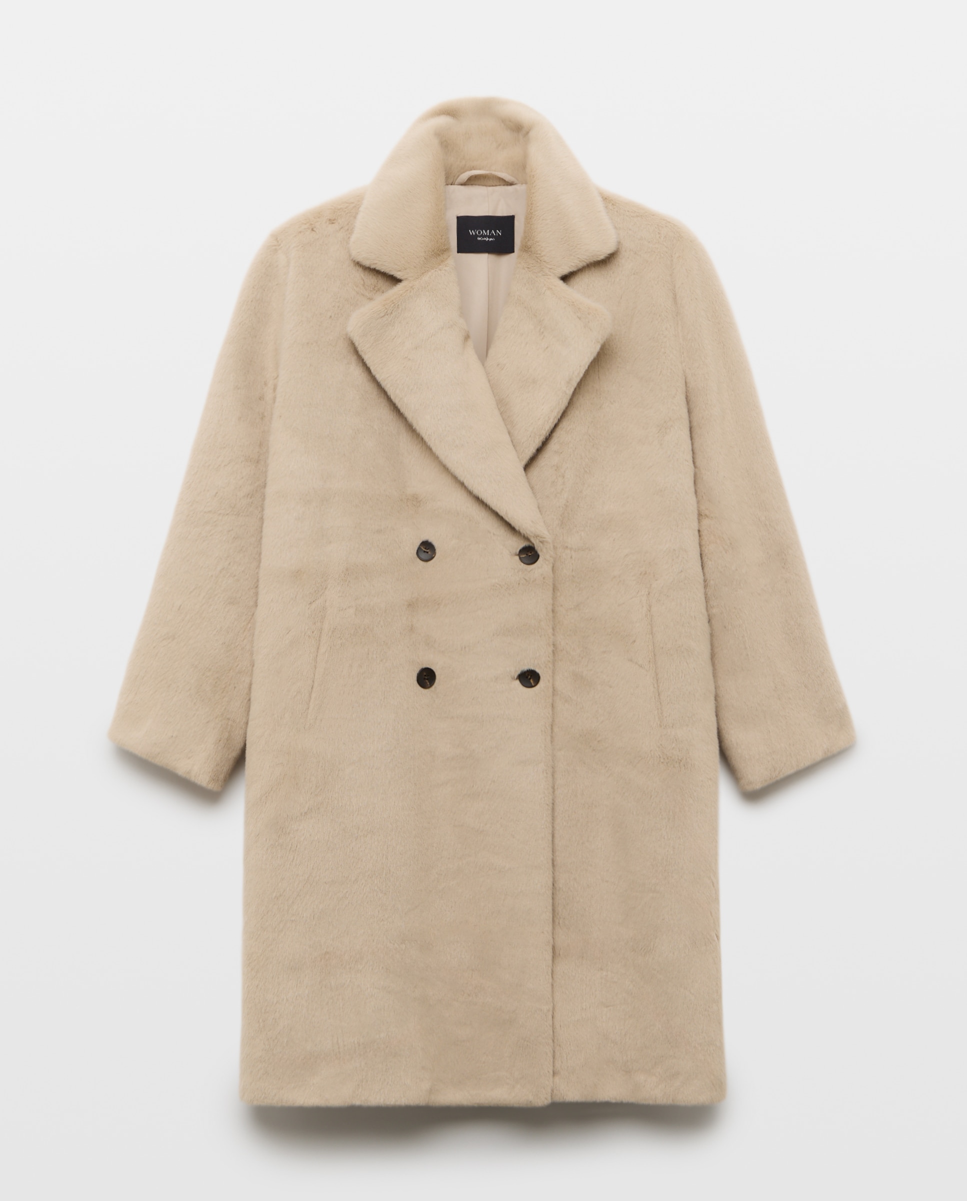 Imagen 5 de Abrigo sastre de mujer con detalle de pelo - Woman El Corte Inglés - Beige Beige