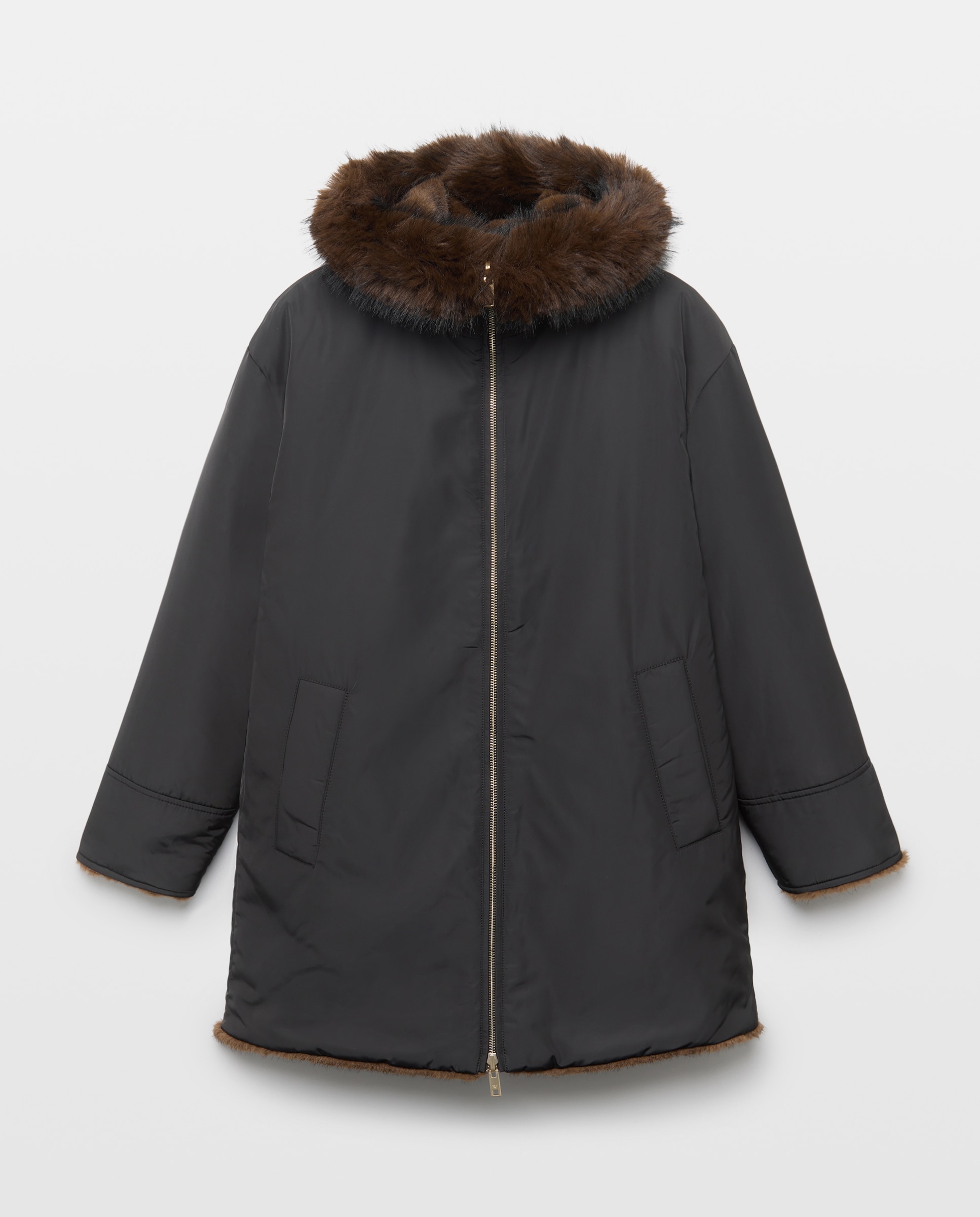 Imagen 1 de Parka larga reversible de mujer Negro