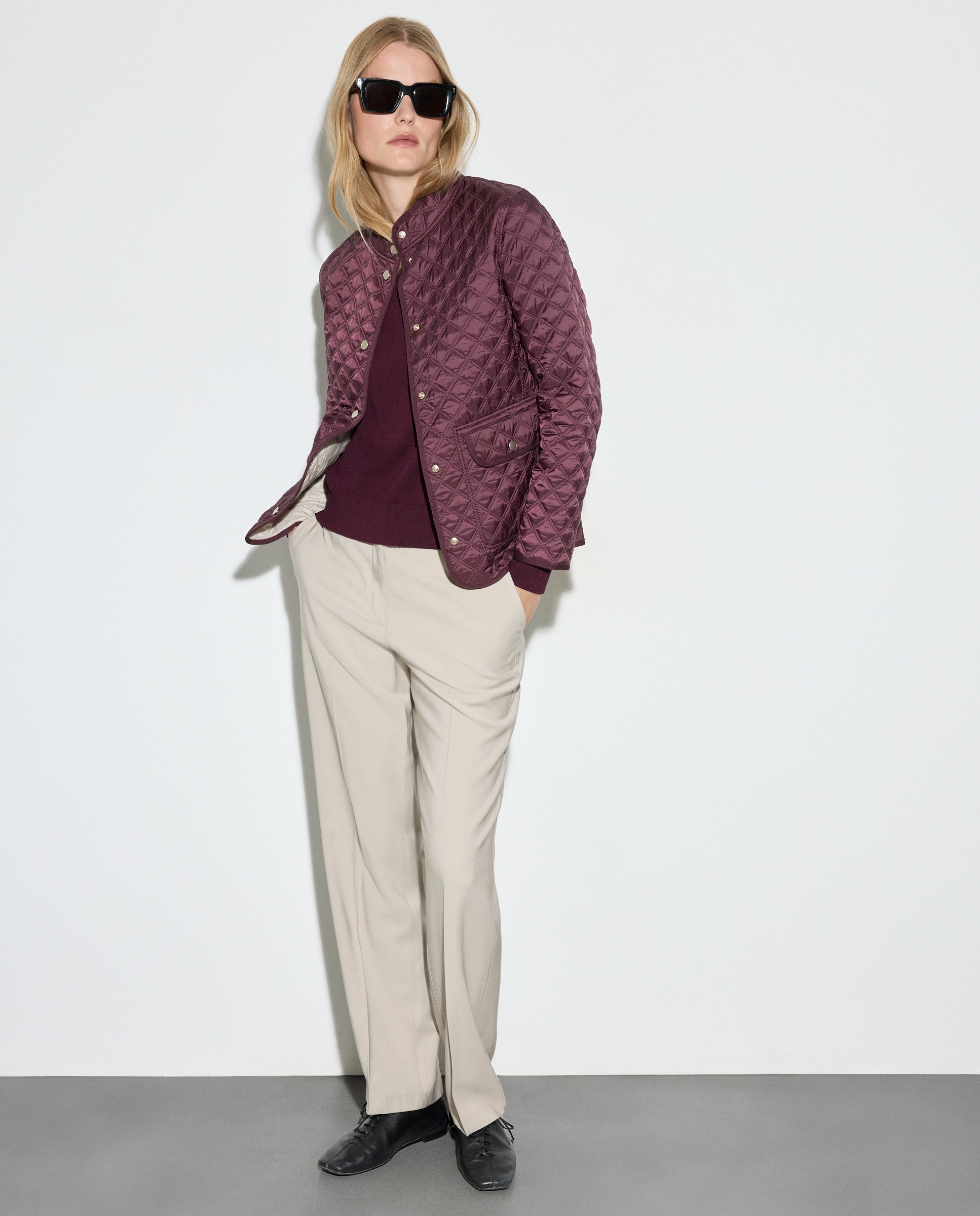 Blusão Acolchoado Liso Curto Bordeaux-2