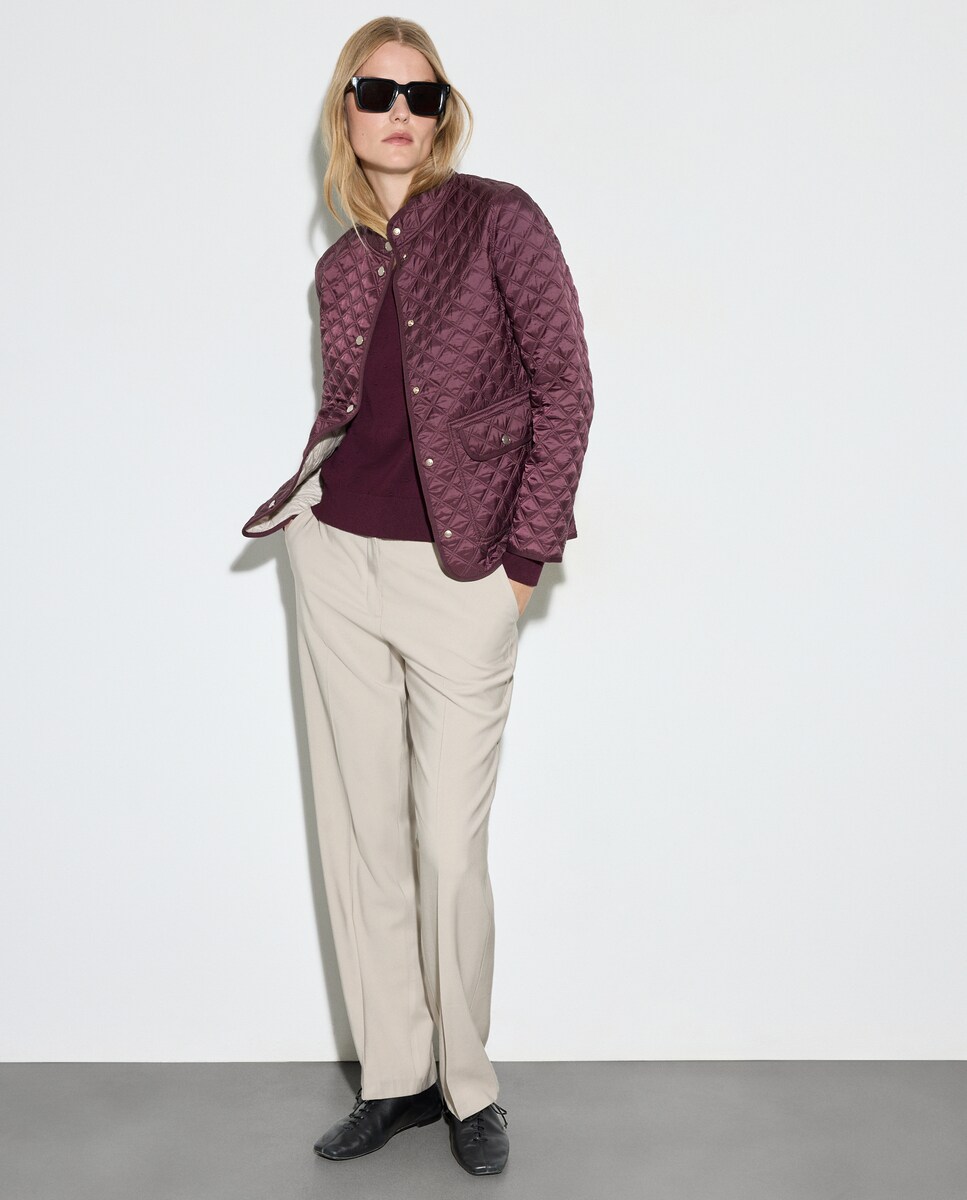 Blusão Acolchoado Liso Curto Bordeaux-2