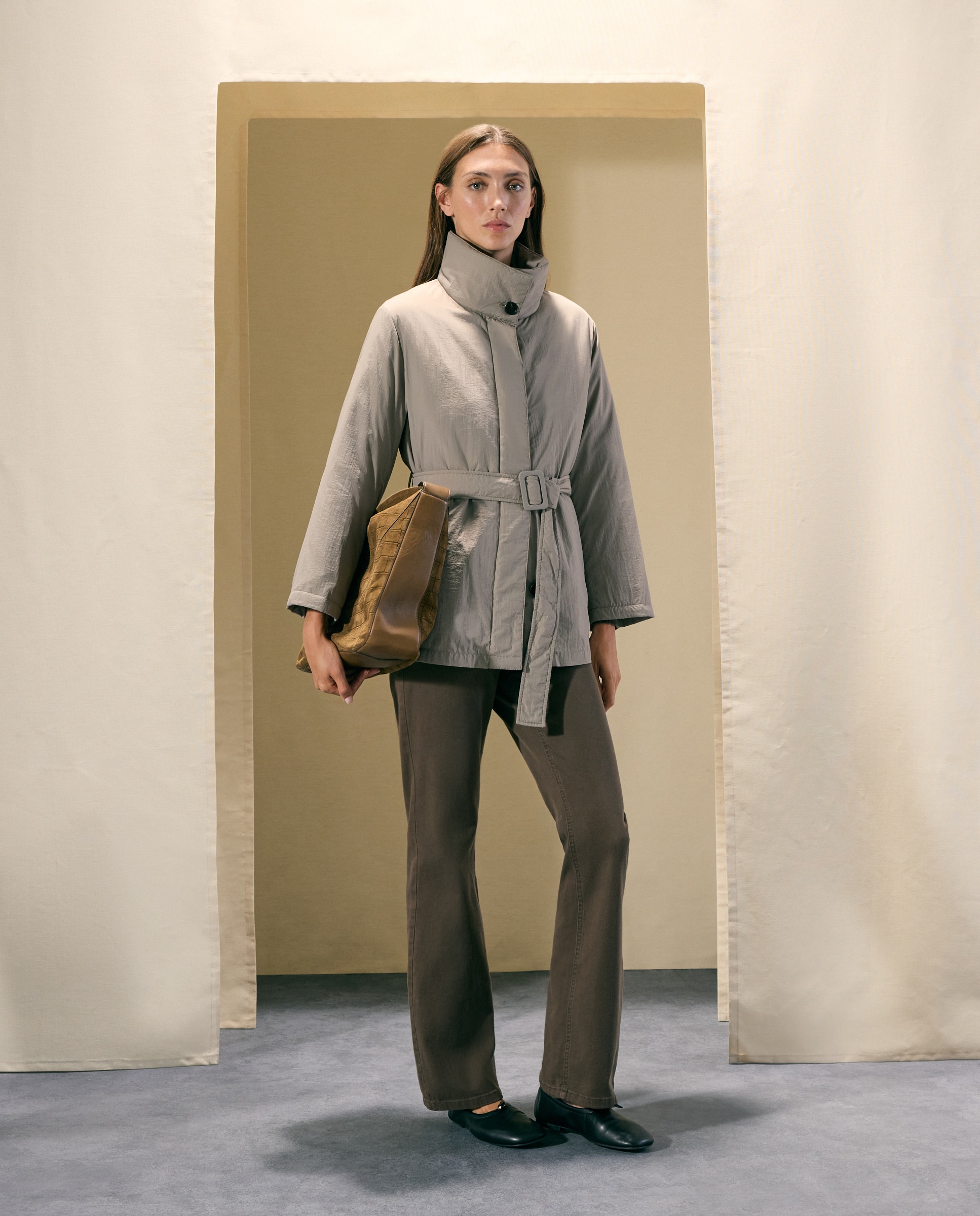 Parka com Cinto Vison Claro-2