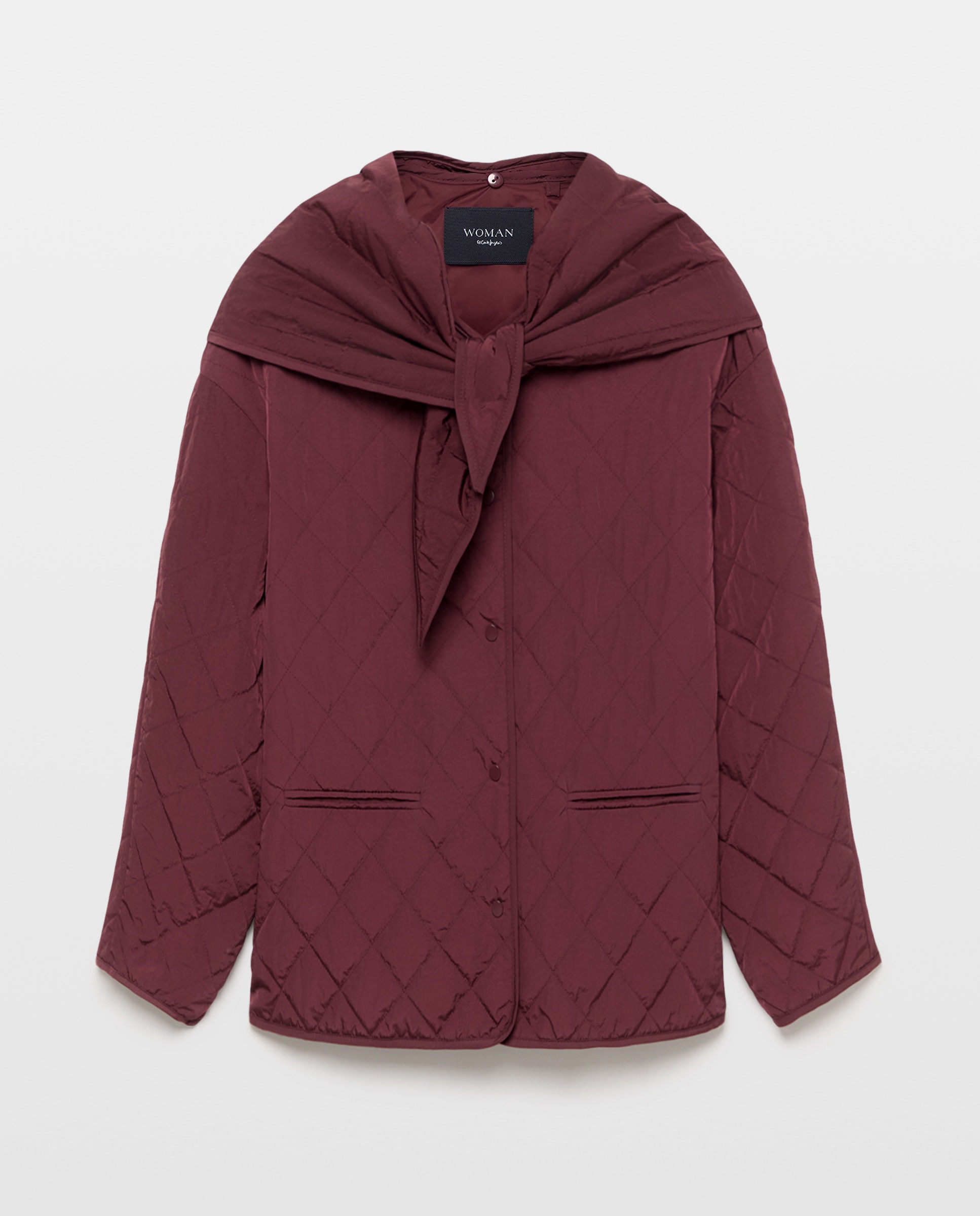 Chaqueta corta de mujer con pañuelo - Woman El Corte Inglés - Burdeos Burdeos-5