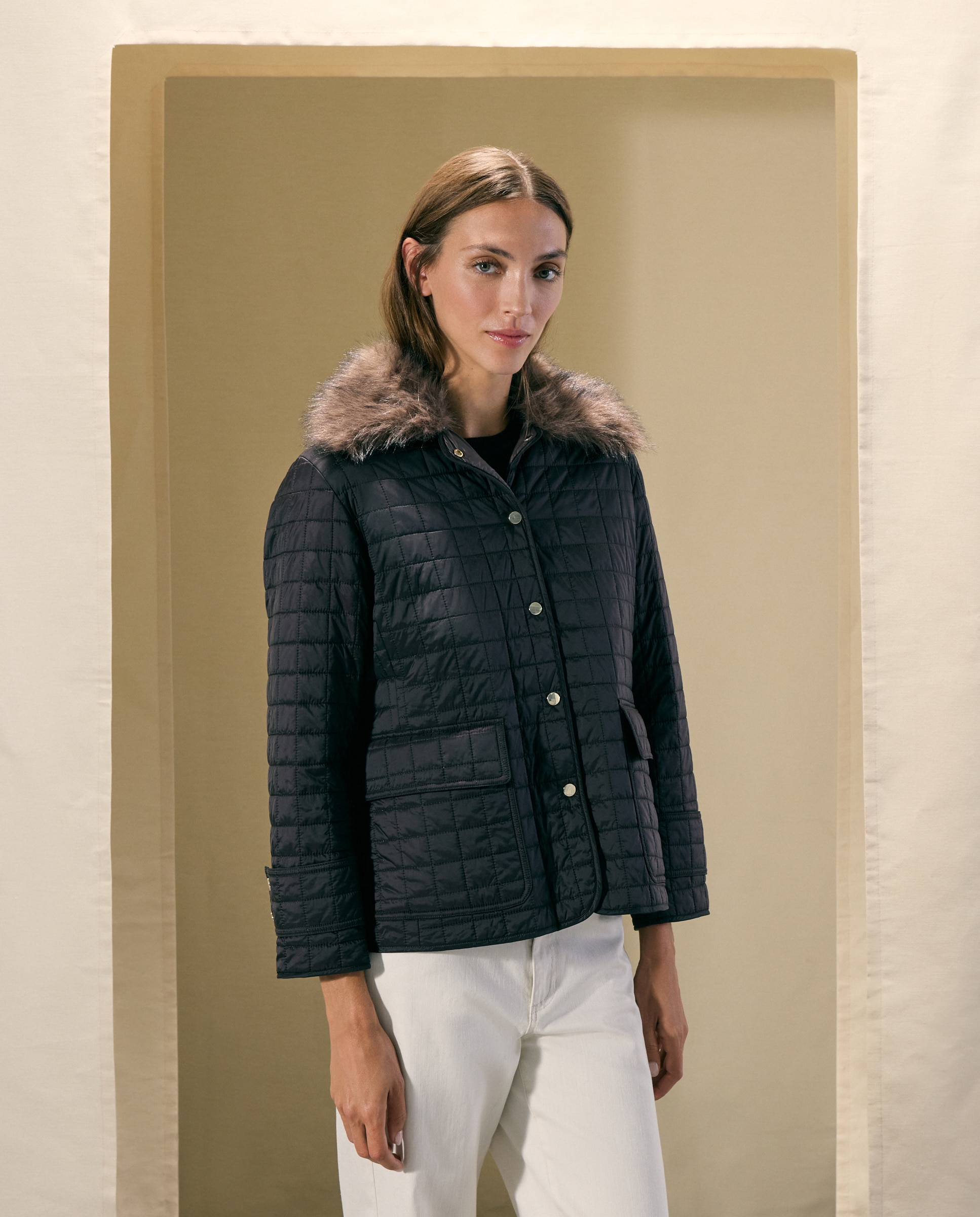 Parka guateada de mujer con detalle de pelo - Woman El Corte Inglés - Burdeos Burdeos-1