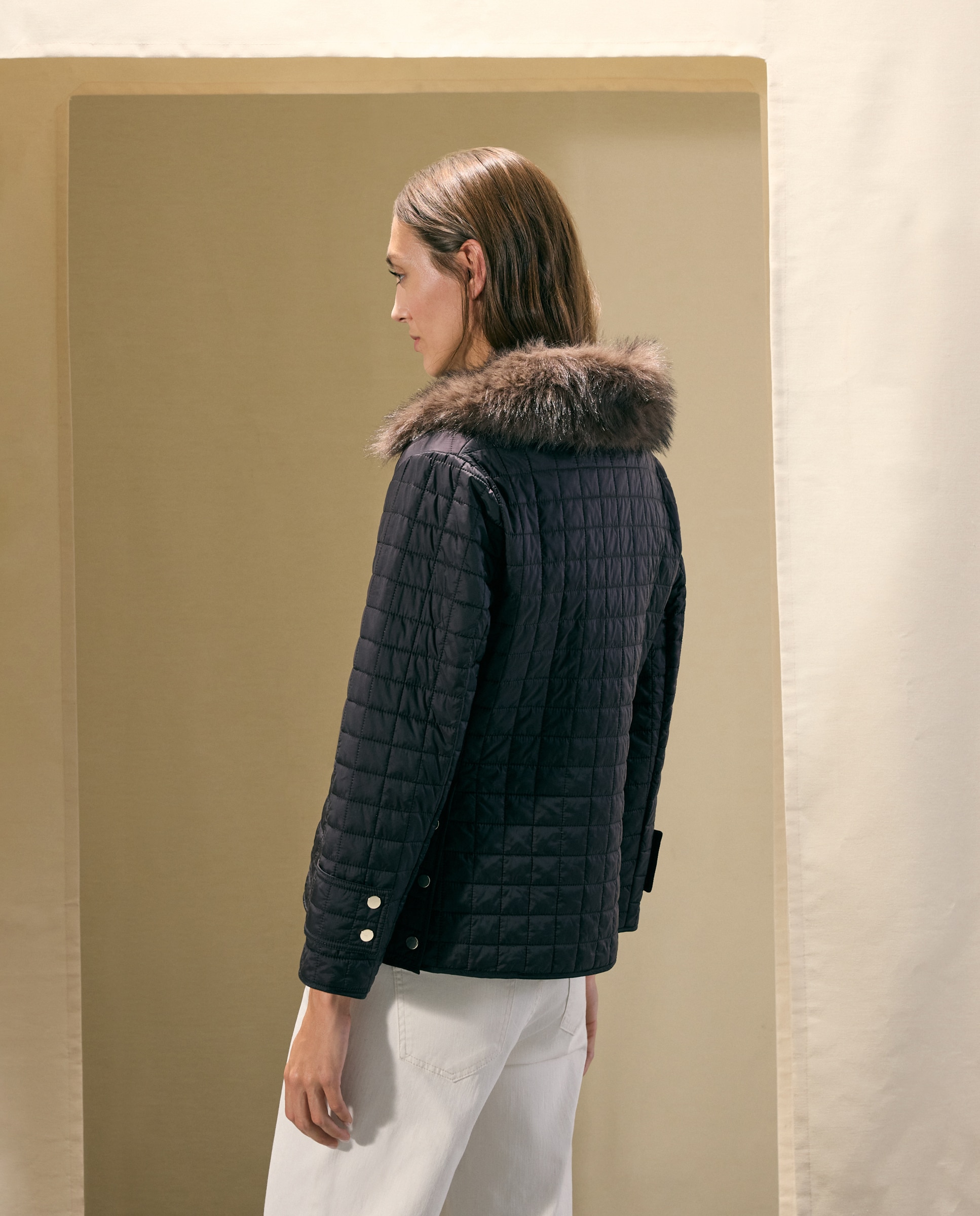 Parka guateada de mujer con detalle de pelo - Woman El Corte Inglés - Burdeos Burdeos-4