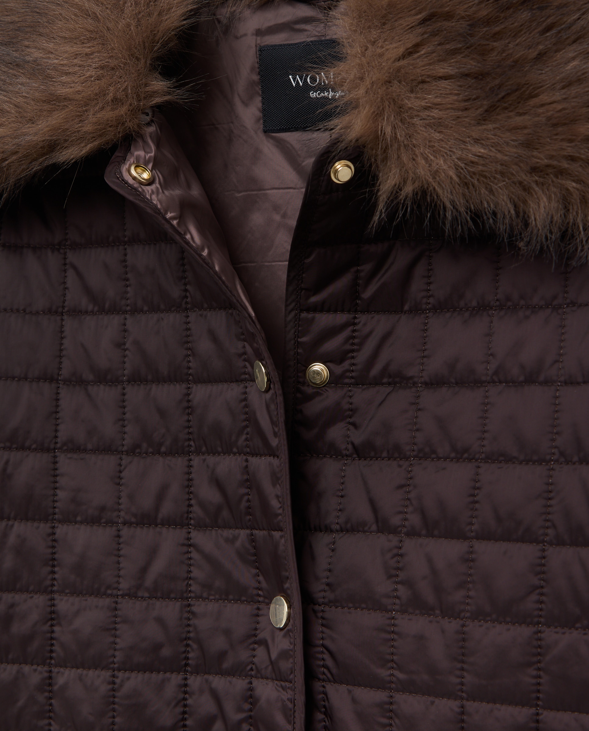 Parka guateada de mujer con detalle de pelo - Woman El Corte Inglés - Burdeos Burdeos-6