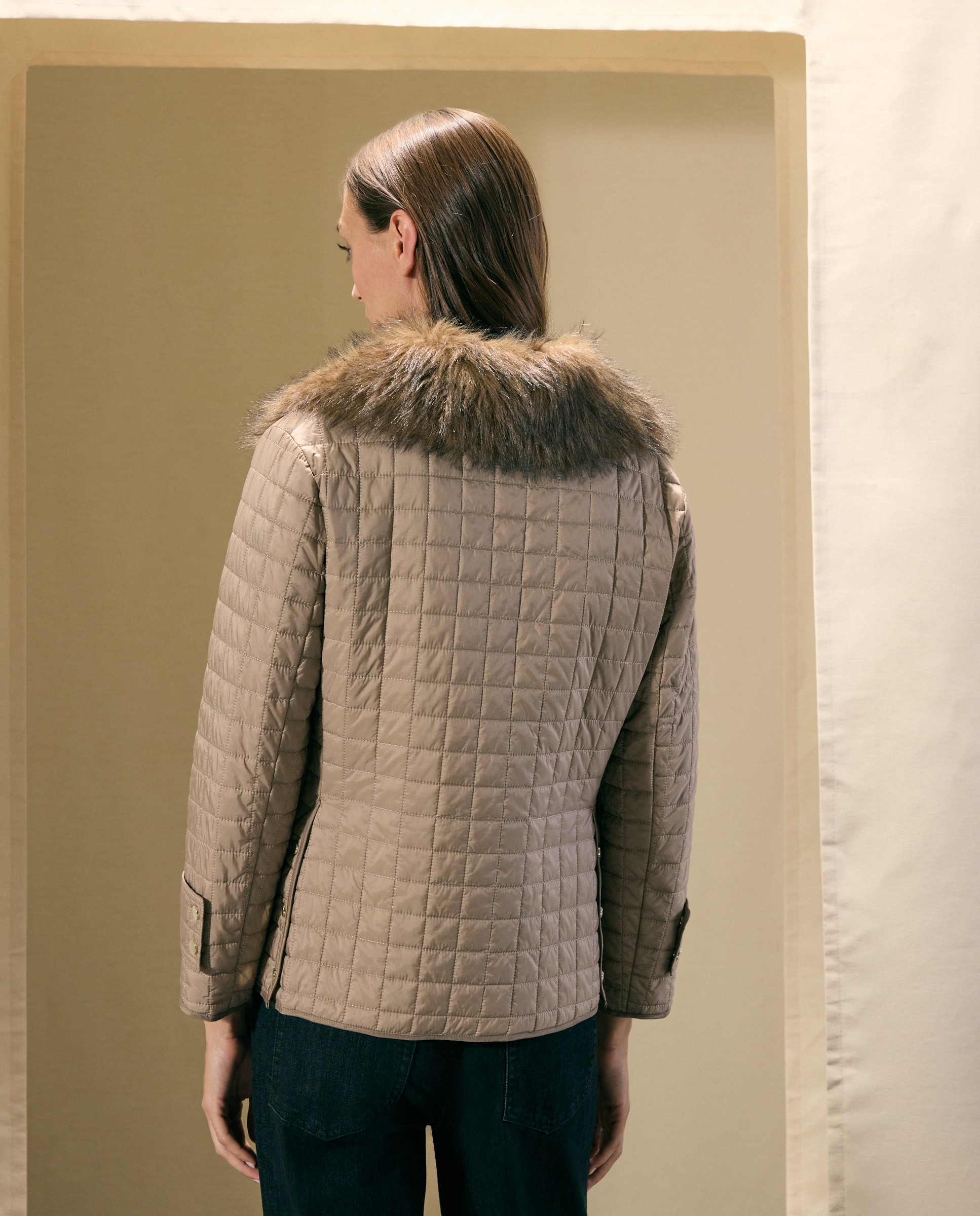 Parka Acolchoada com Detalhe de Pelo Torrado-2
