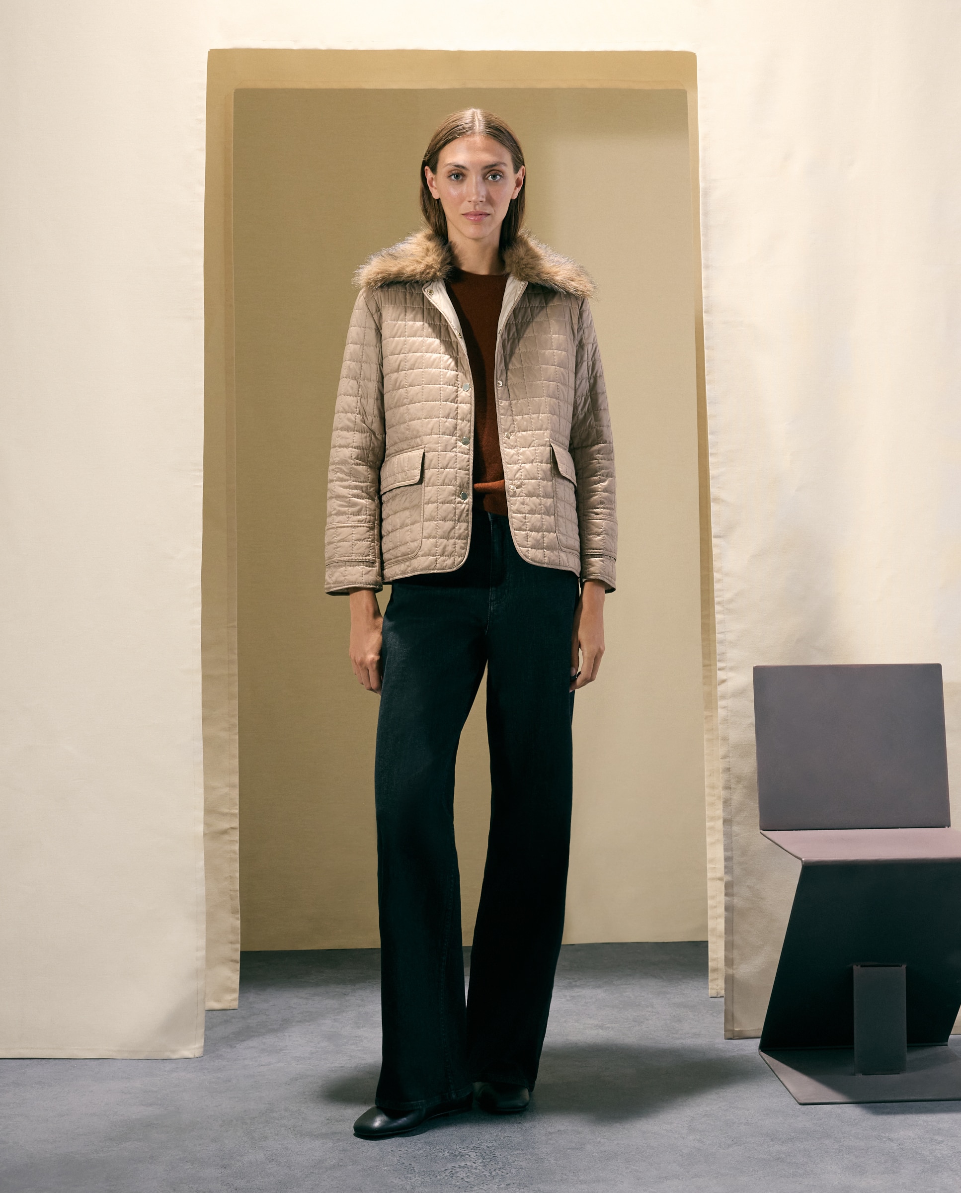 Parka Acolchoada com Detalhe de Pelo Torrado-3