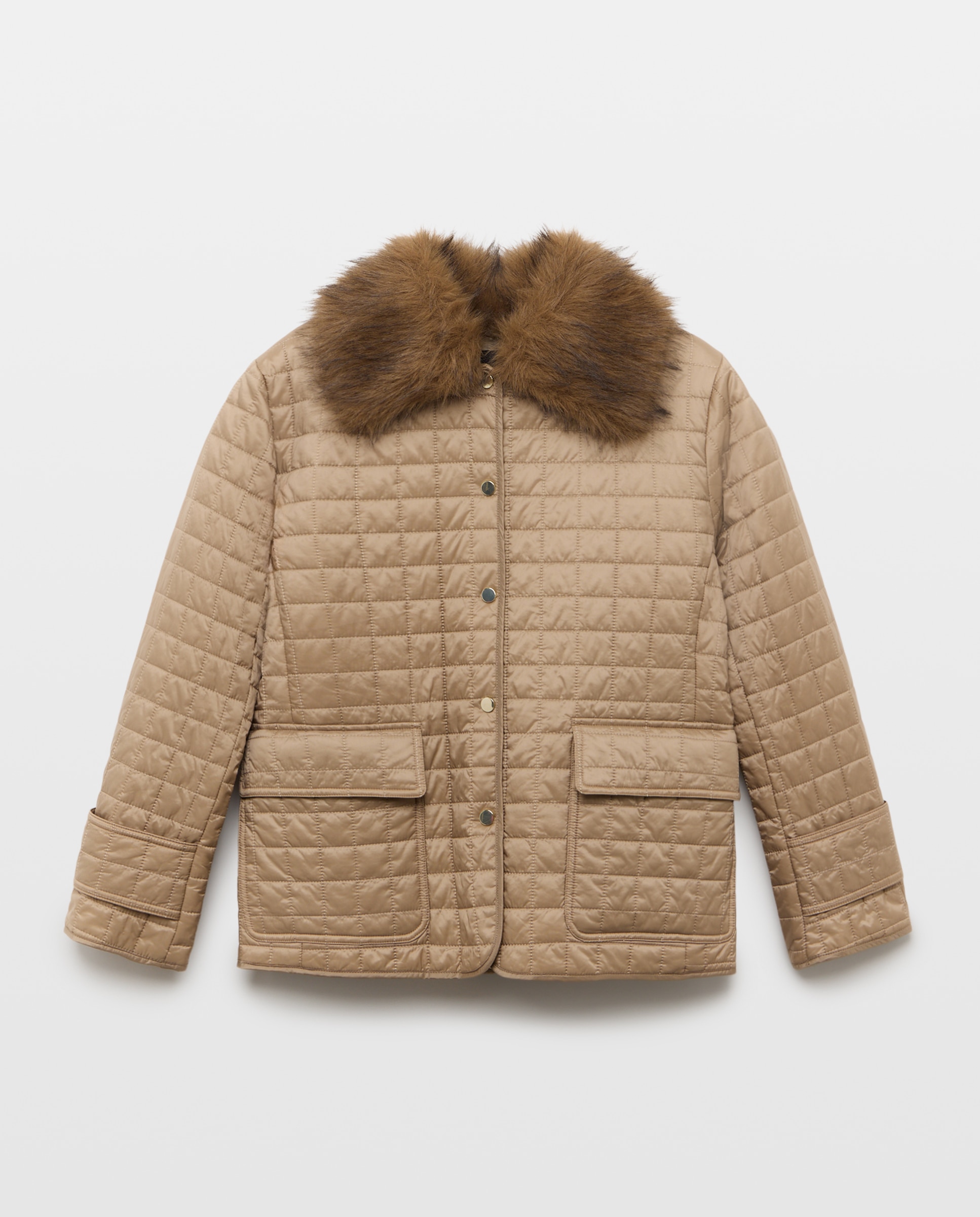 Parka Acolchoada com Detalhe de Pelo Torrado-5