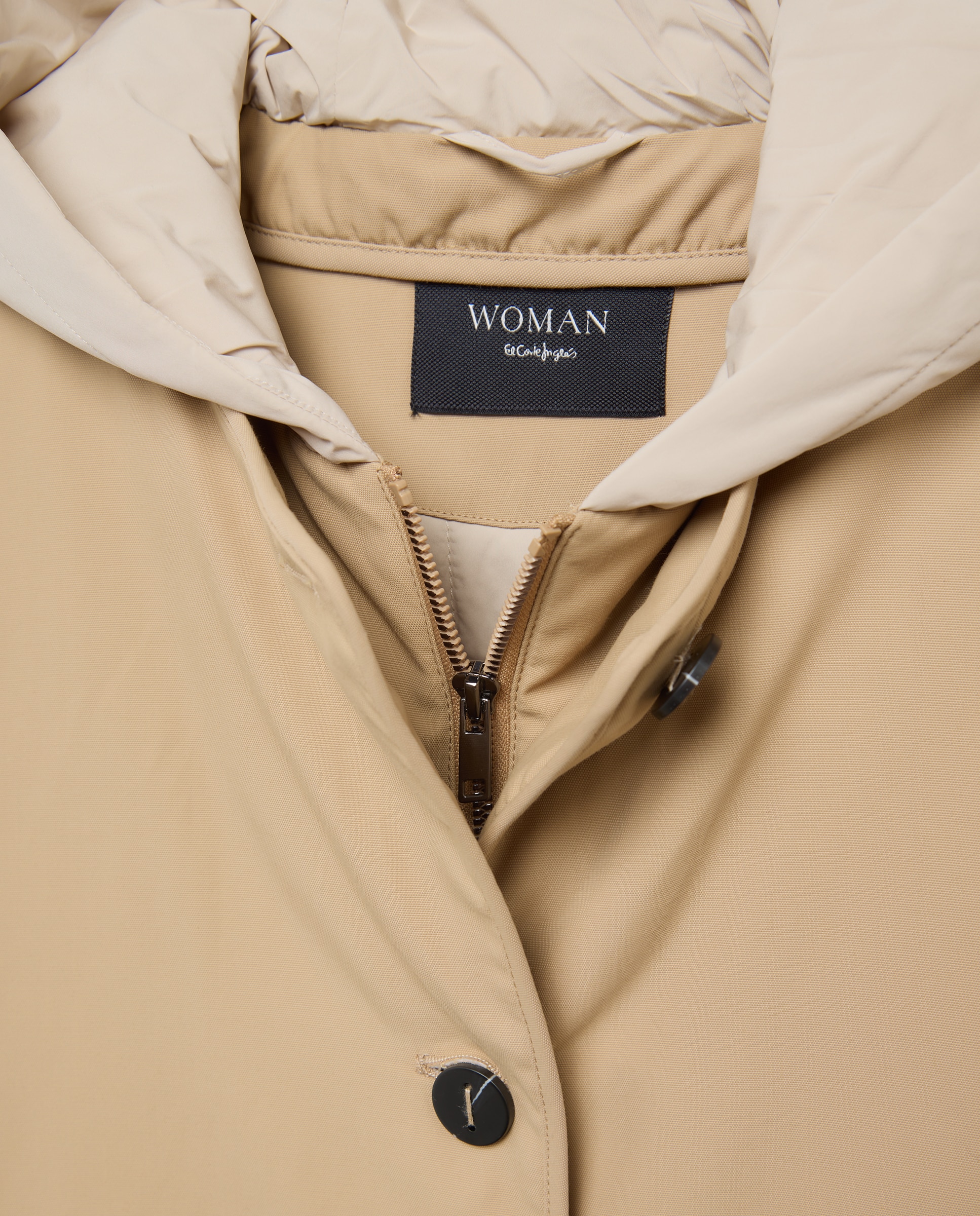Parka com Capuz e Detalhes em Contraste 730 Camel-2