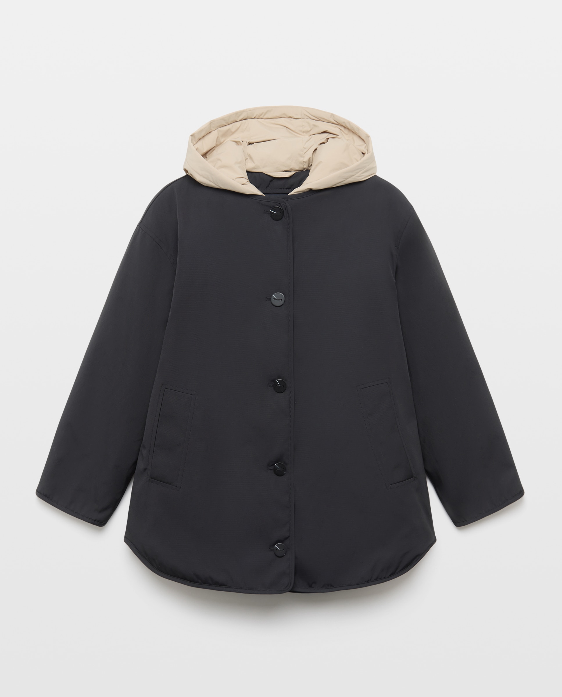 Parka de mujer con capucha y detalles a contraste - Woman El Corte Inglés - Negro Negro-5