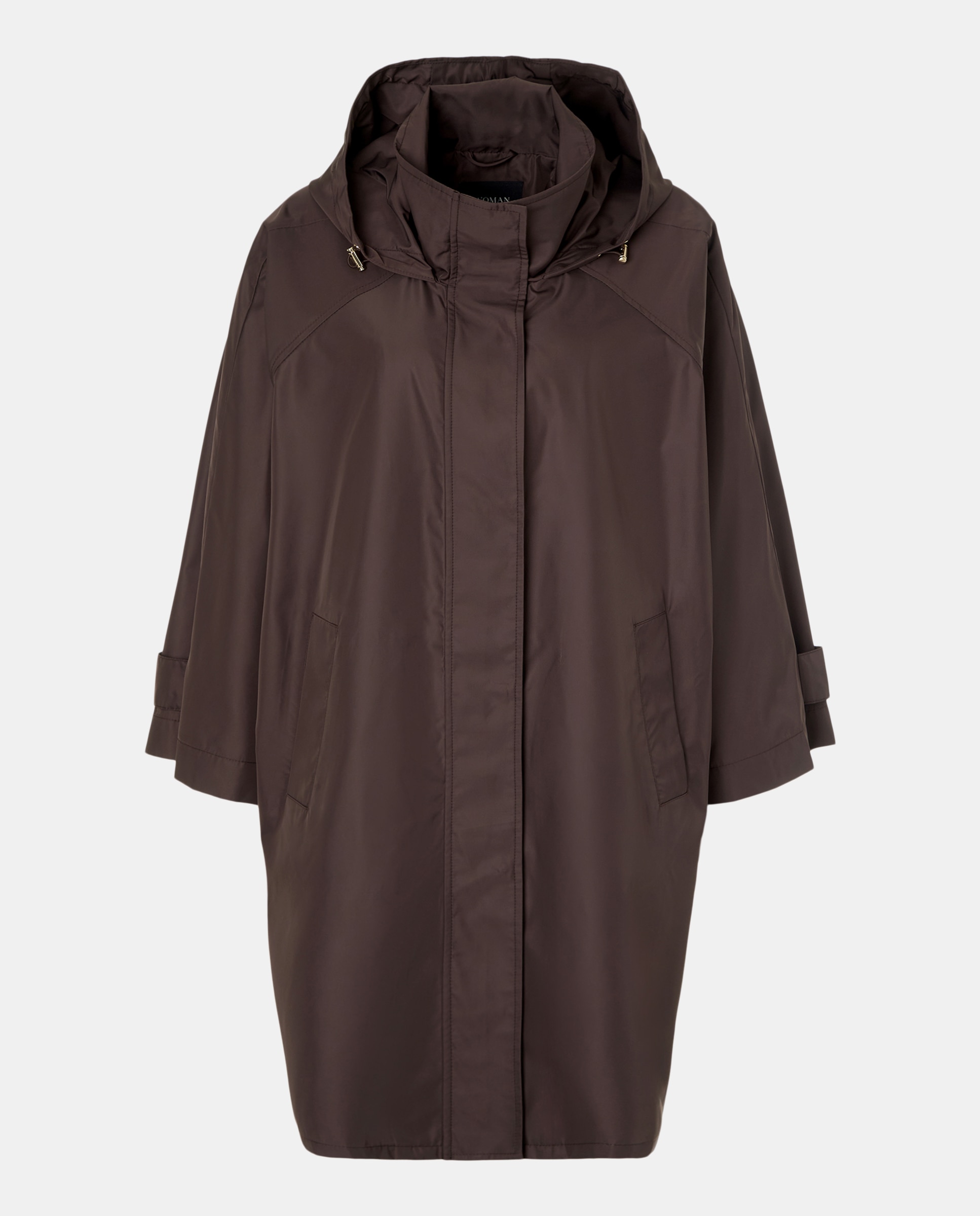 Capa de Chuva Lisa Curta Castanho-5