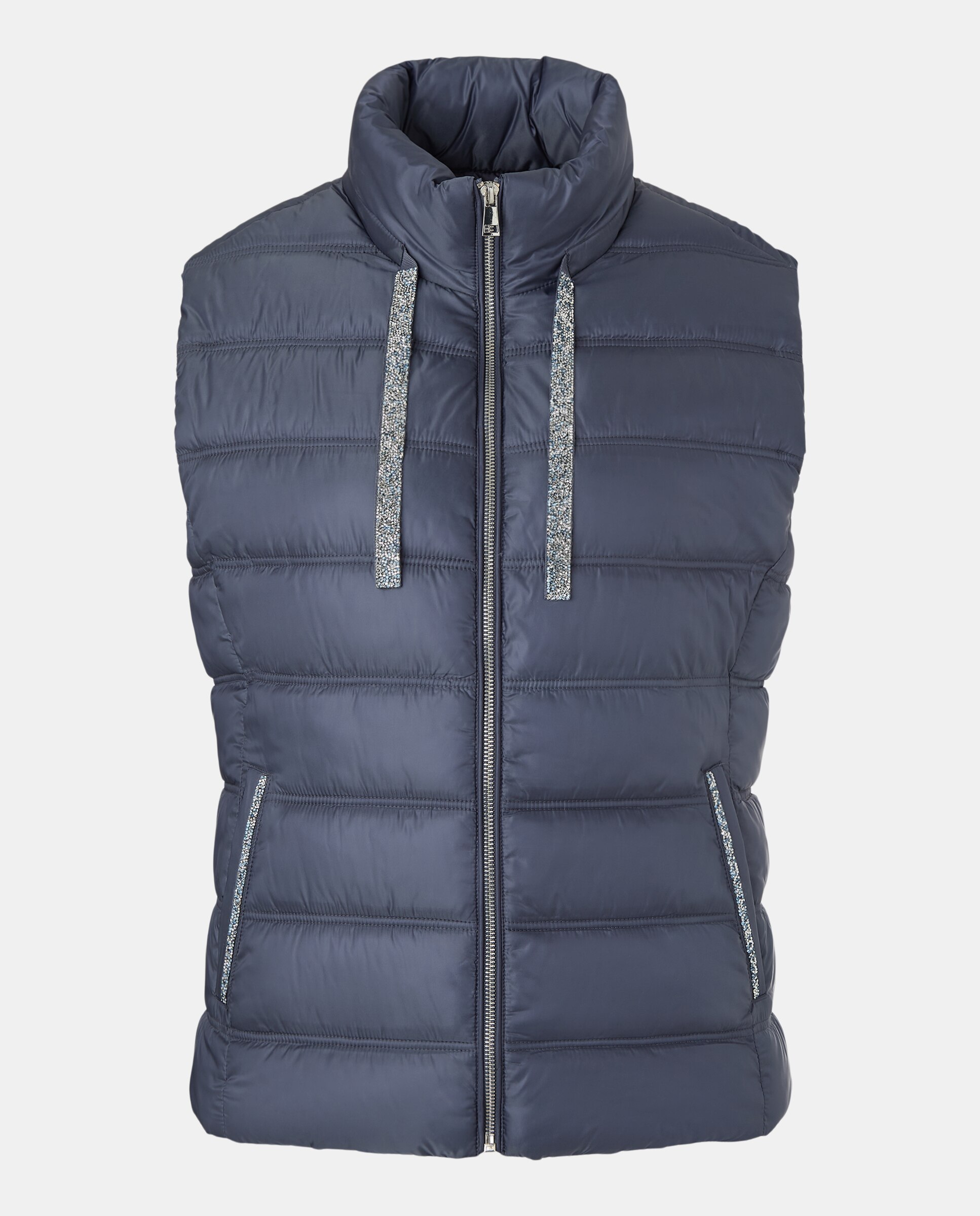 Colete Liso com Detalhes de Joia 400 Azul-4