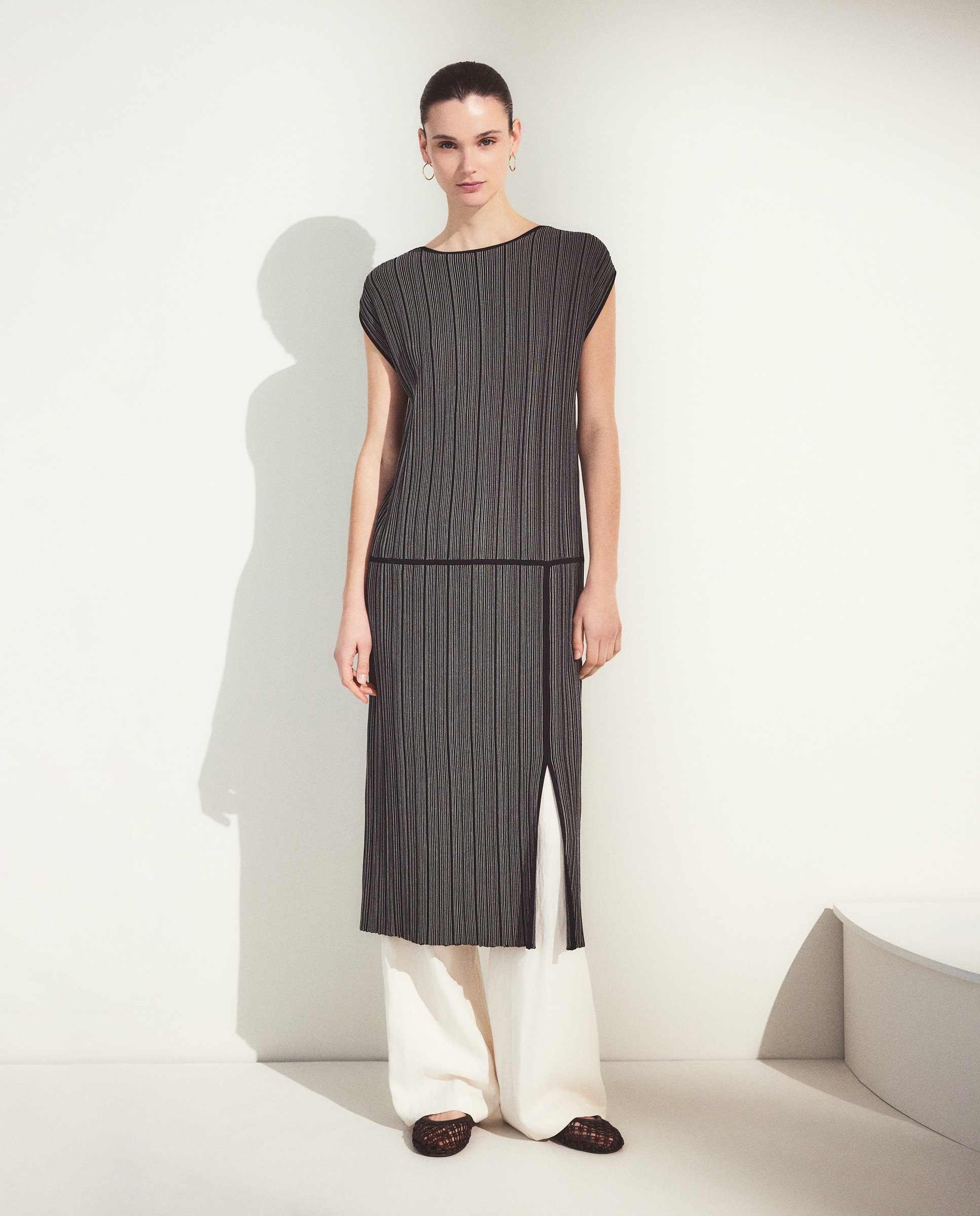 Vestido recto sin mangas tricot - Woman El Corte Inglés - Marrón Negro-1