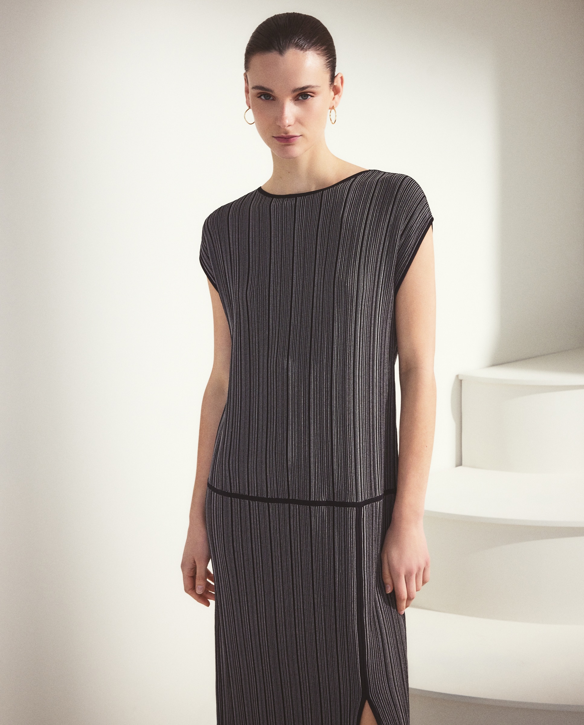 Vestido recto sin mangas tricot - Woman El Corte Inglés - Marrón Negro-2