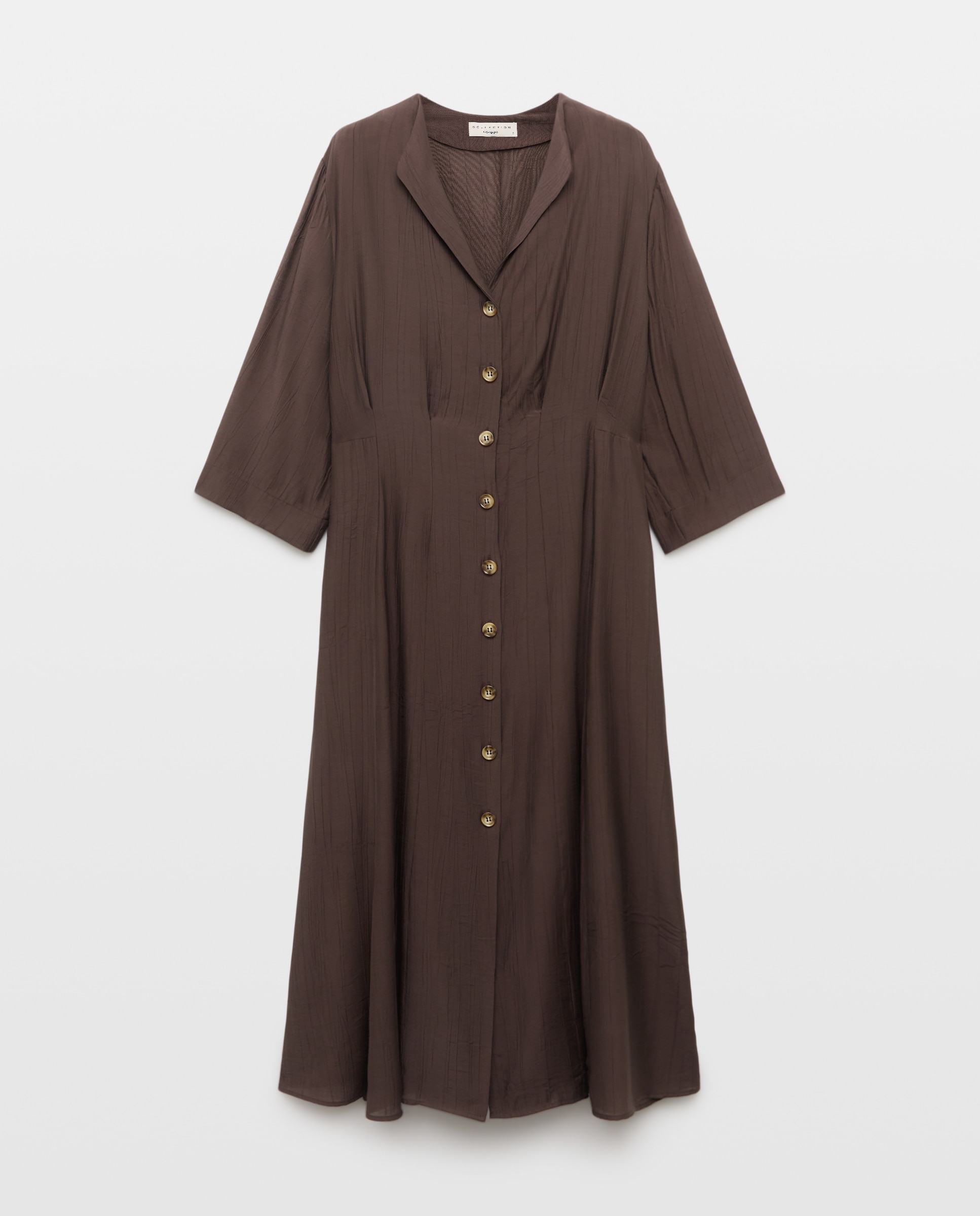 Vestido liso de manga corta de mujer - Woman El Corte Inglés - Azafrán Chocolate-4